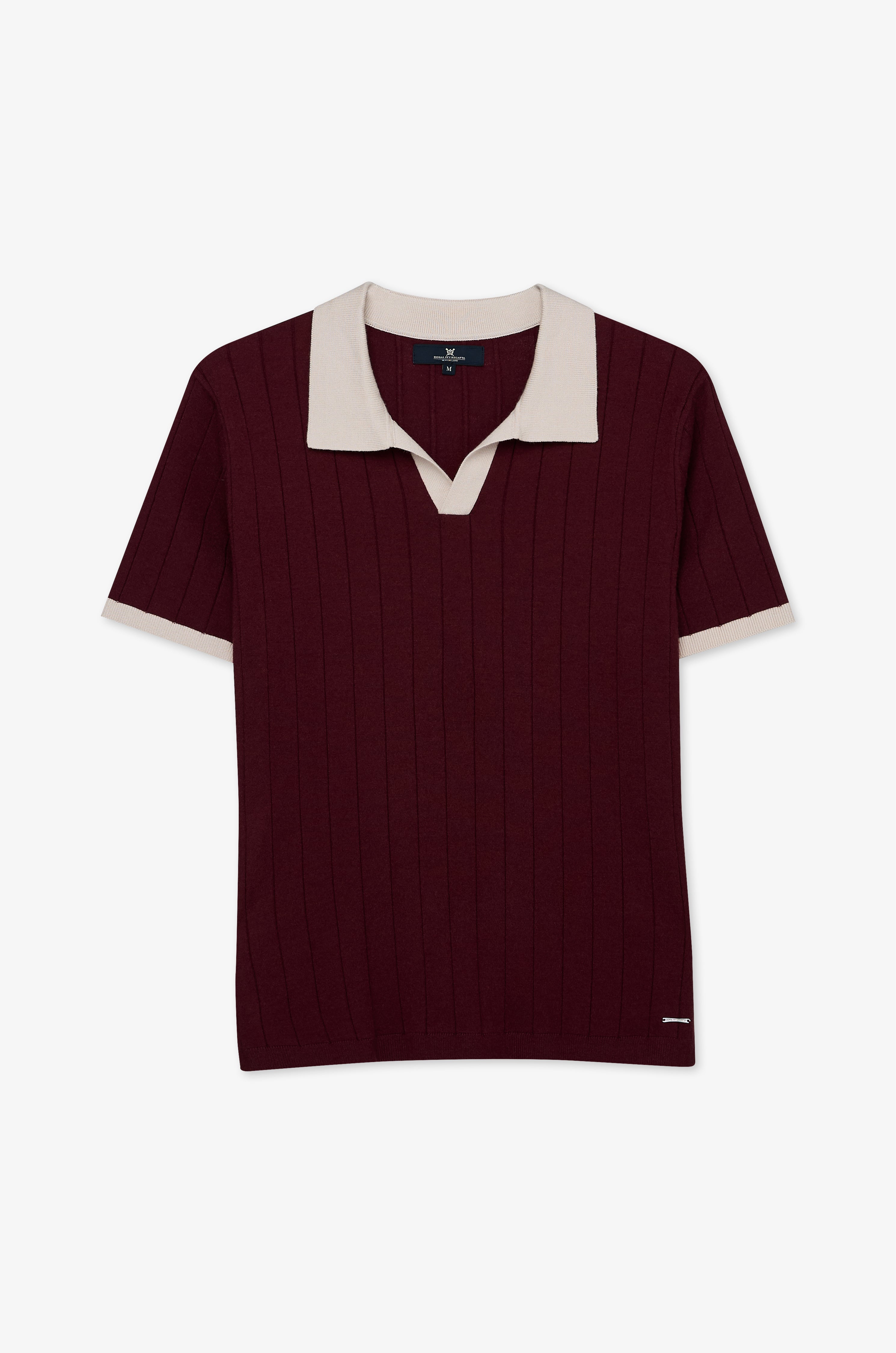 Vertical Textured Knit Polo Maroon