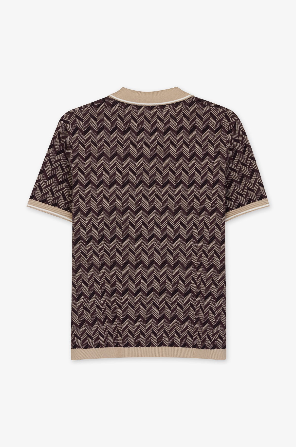 Geometric Pattern Open Collar Polo