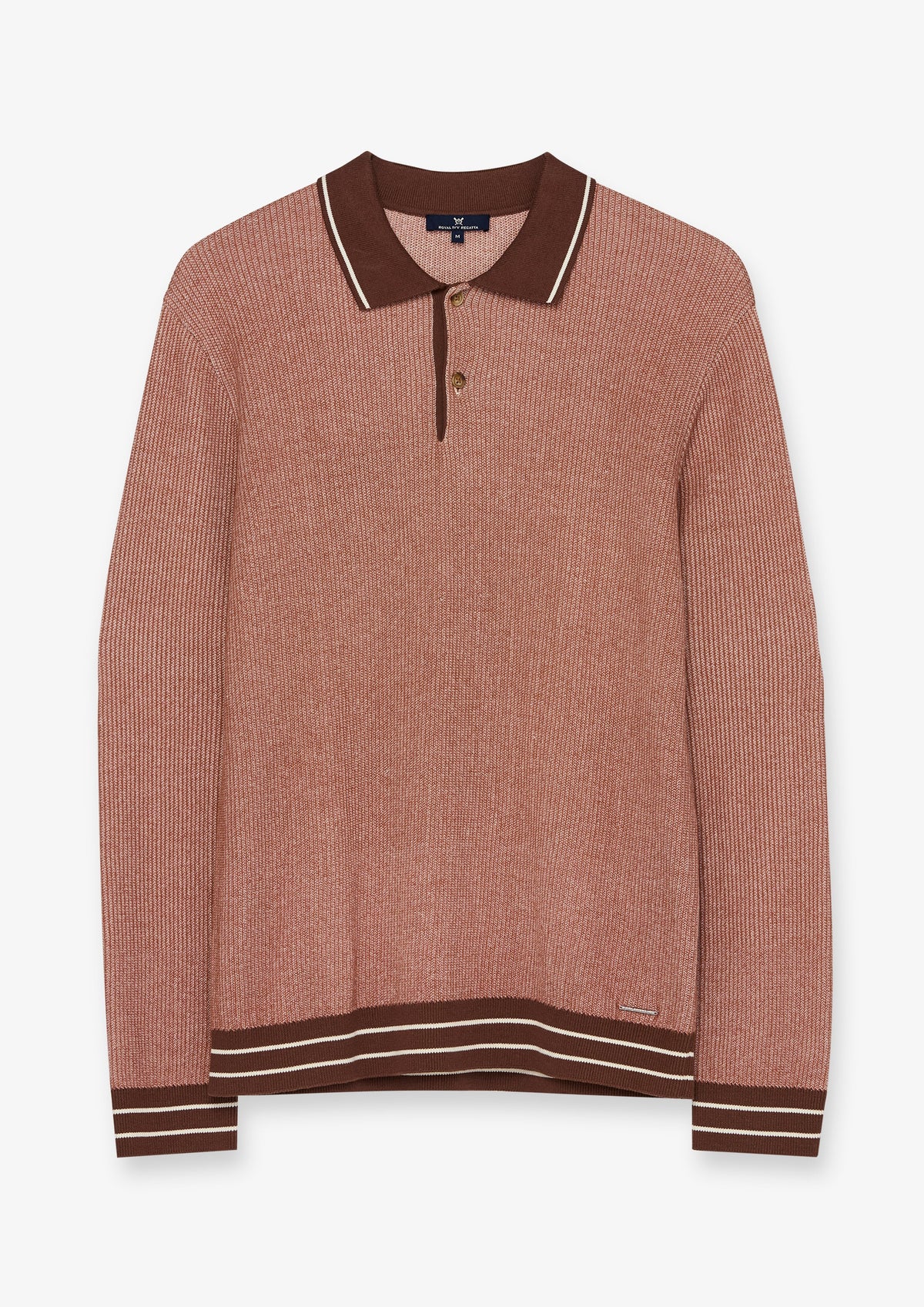 Striped Trim Long Sleeve Polo
