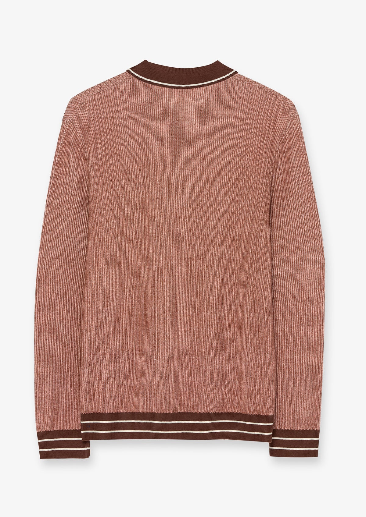 Striped Trim Long Sleeve Polo