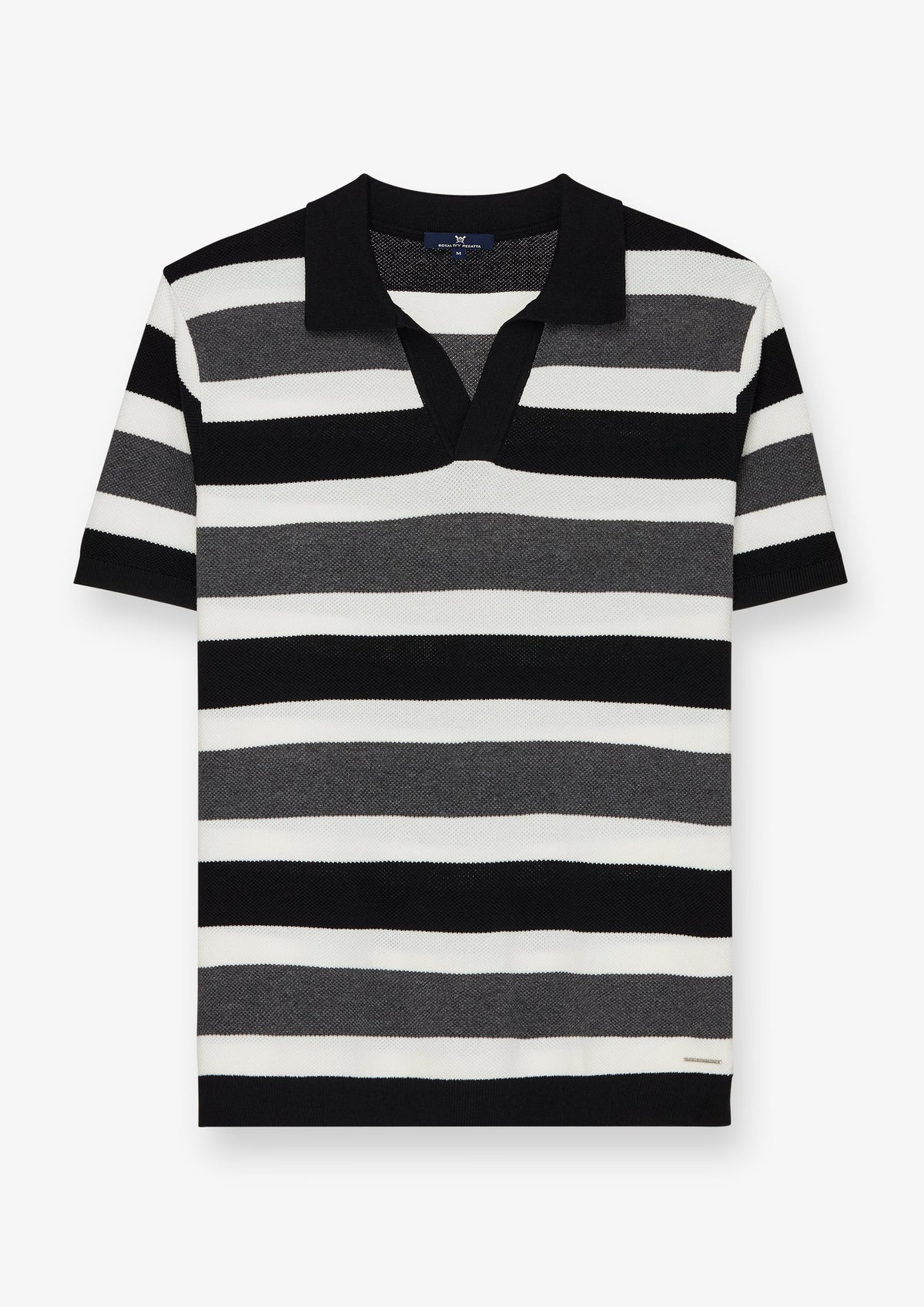 Striped Open Collar Polo Shirt