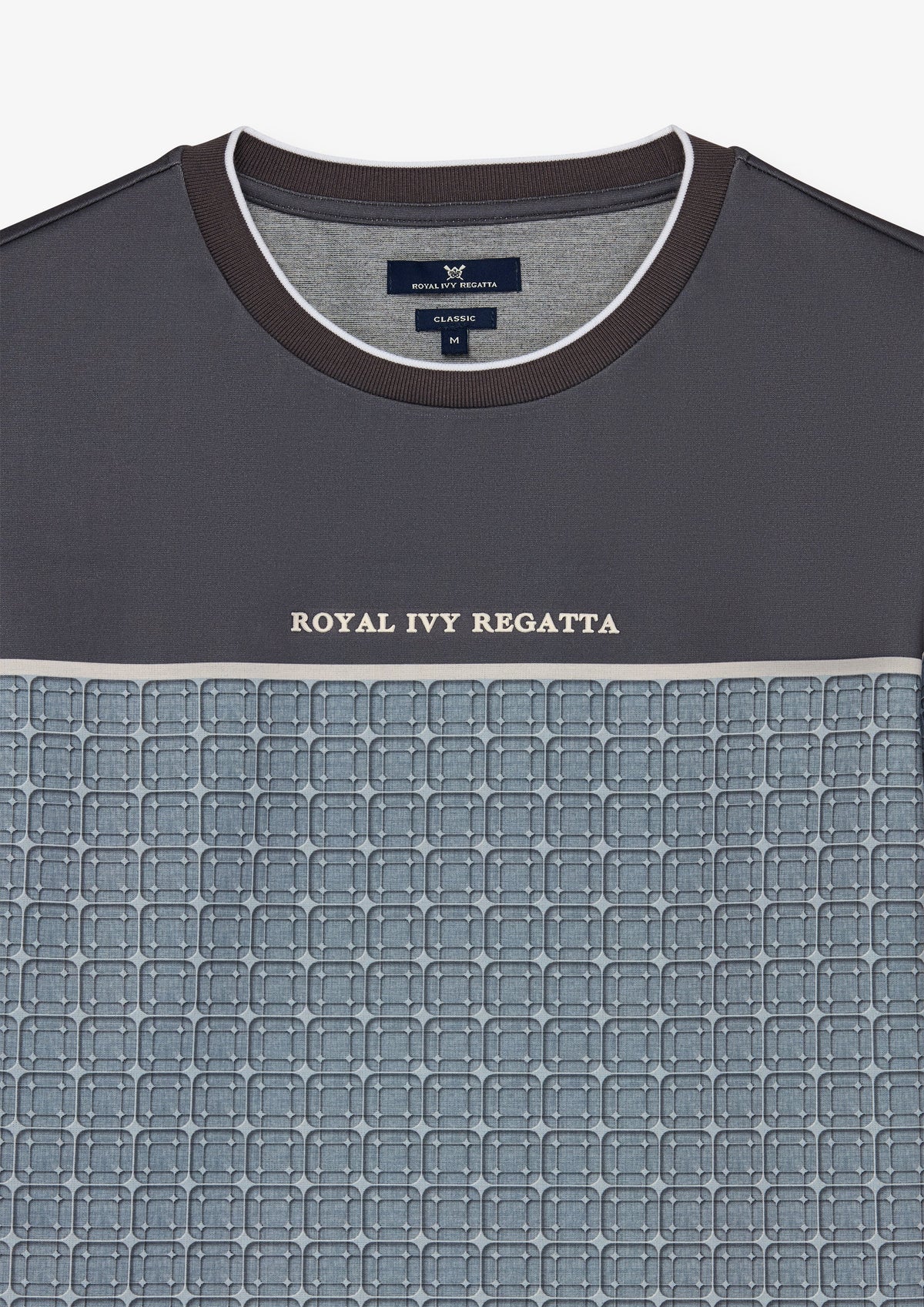 Pattern Panel Crew Neck T-Shirt