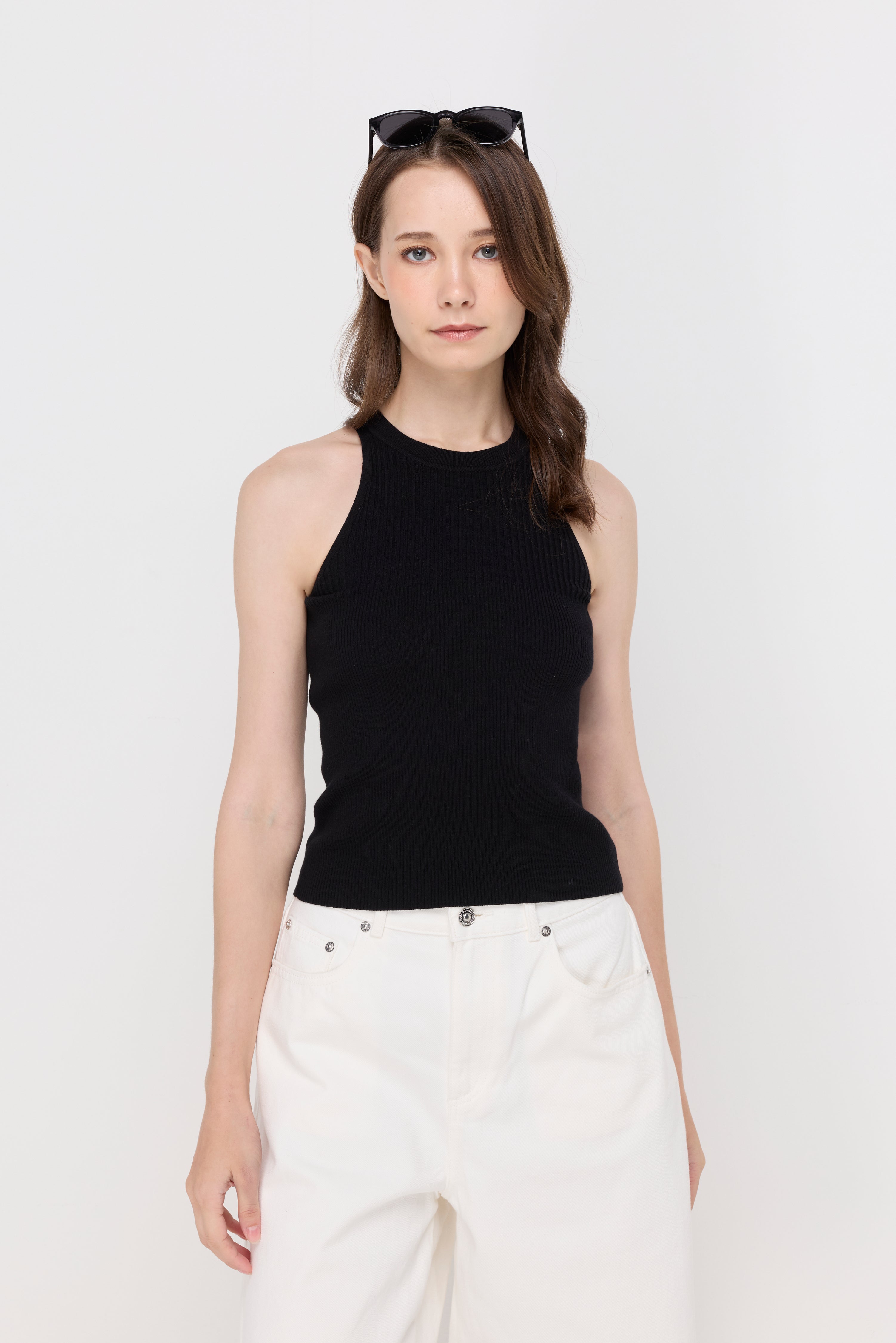Sienna Ribbed Knit Tank Top Black