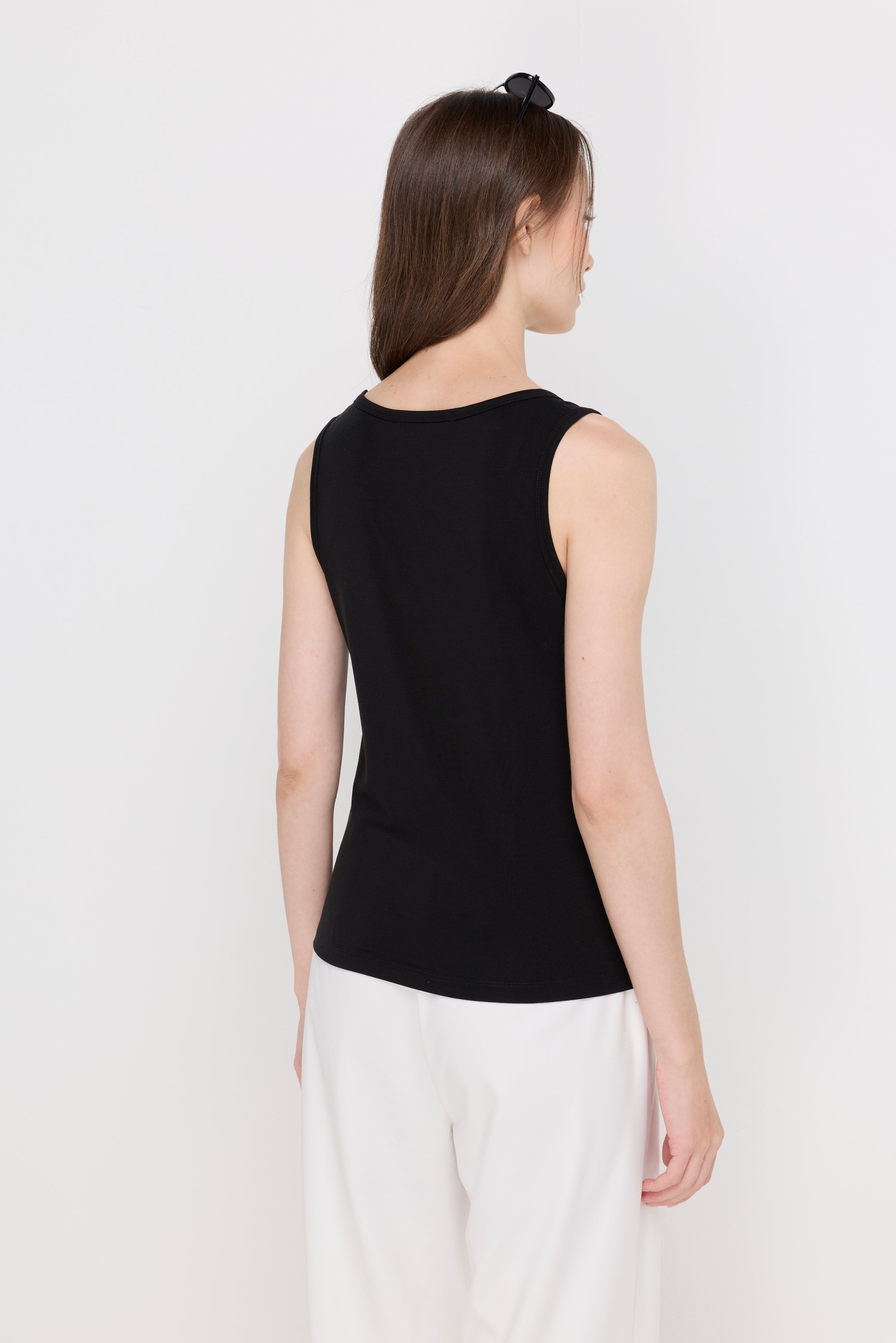 Serene Cotton Tank Top Black