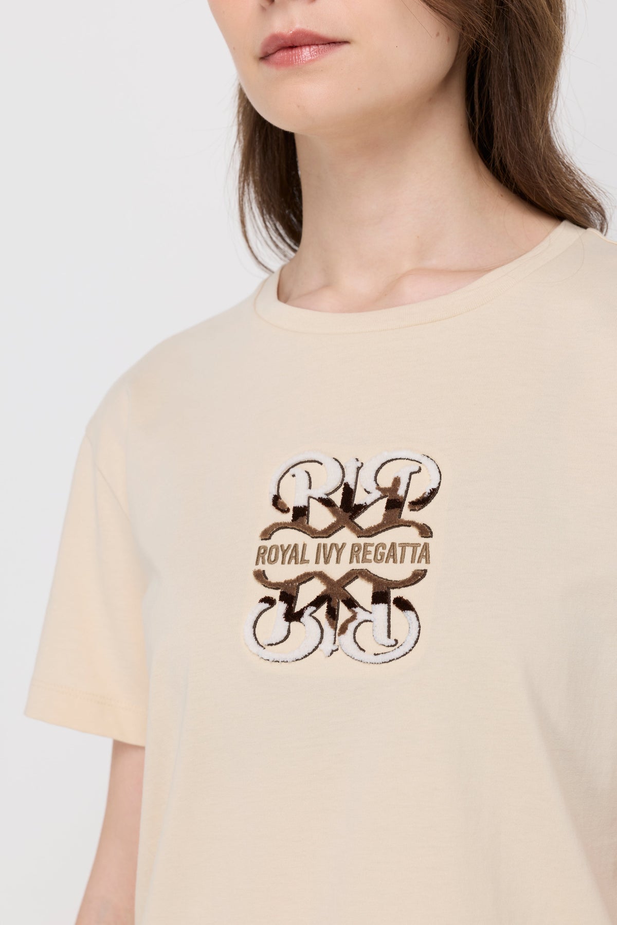 Monogram Signature Cotton T-Shirt Beige
