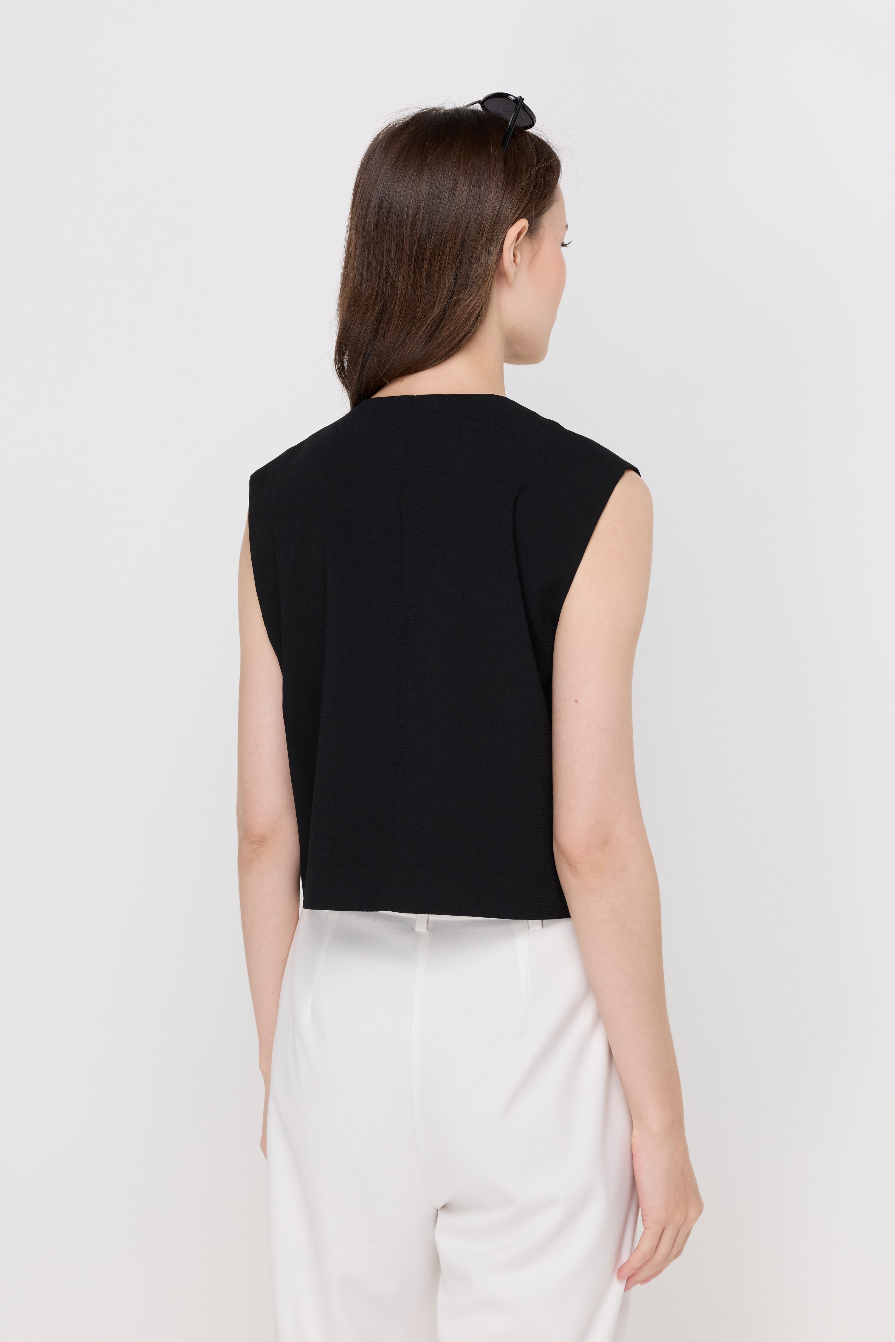 Arden Wrap-Front Vest Black