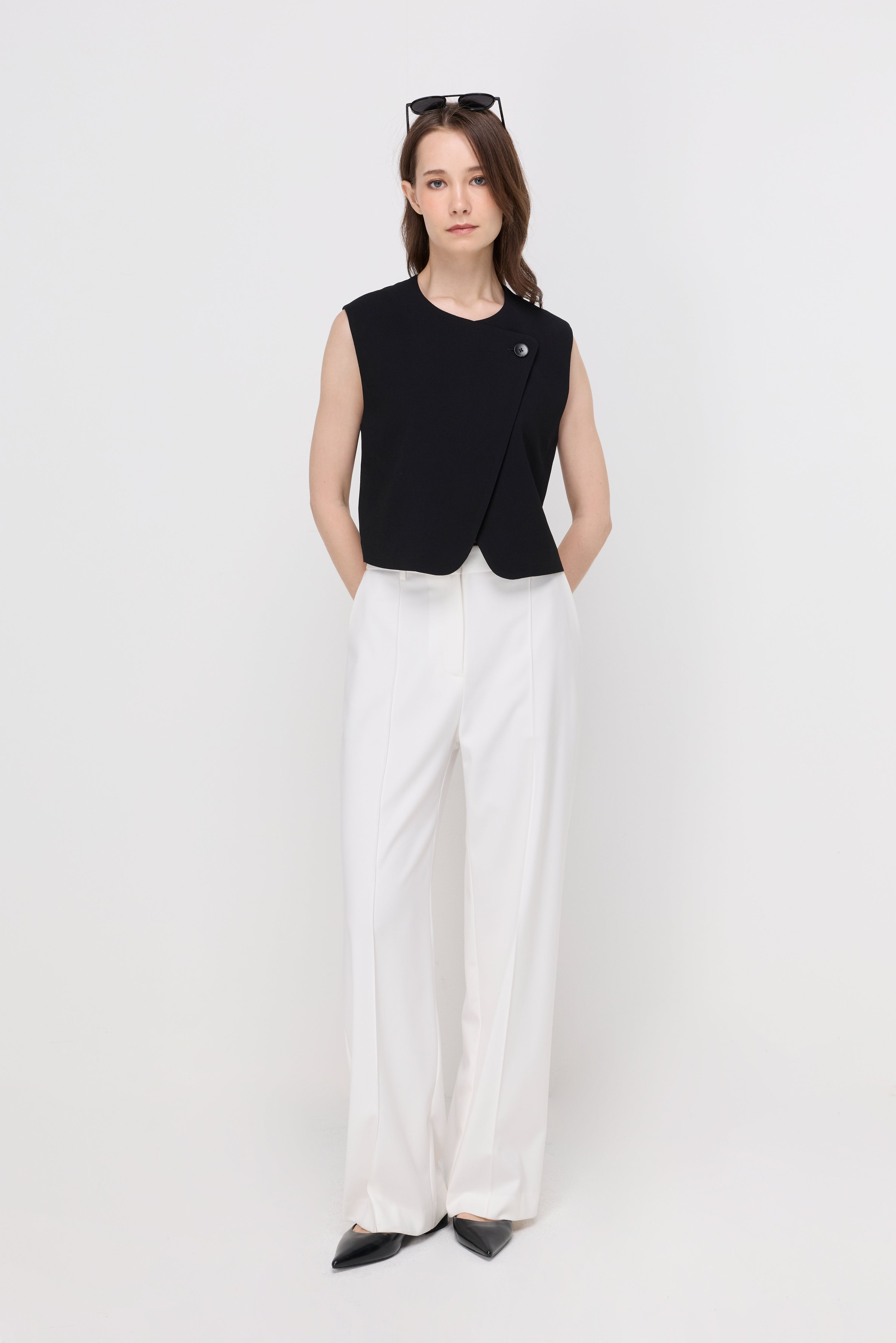 Arden Wrap-Front Vest Black