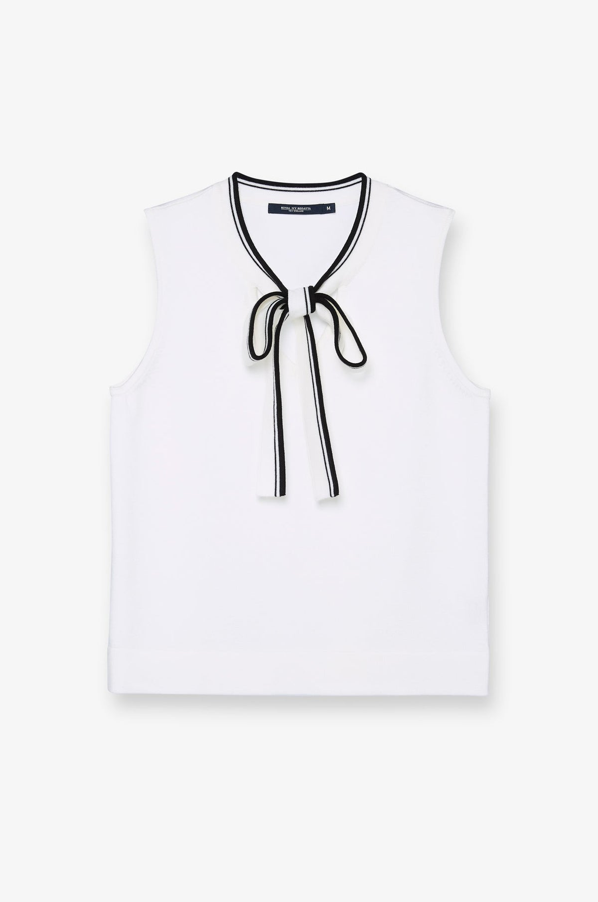 Contrast Tie-Neck Sleeveless Blouse Beige