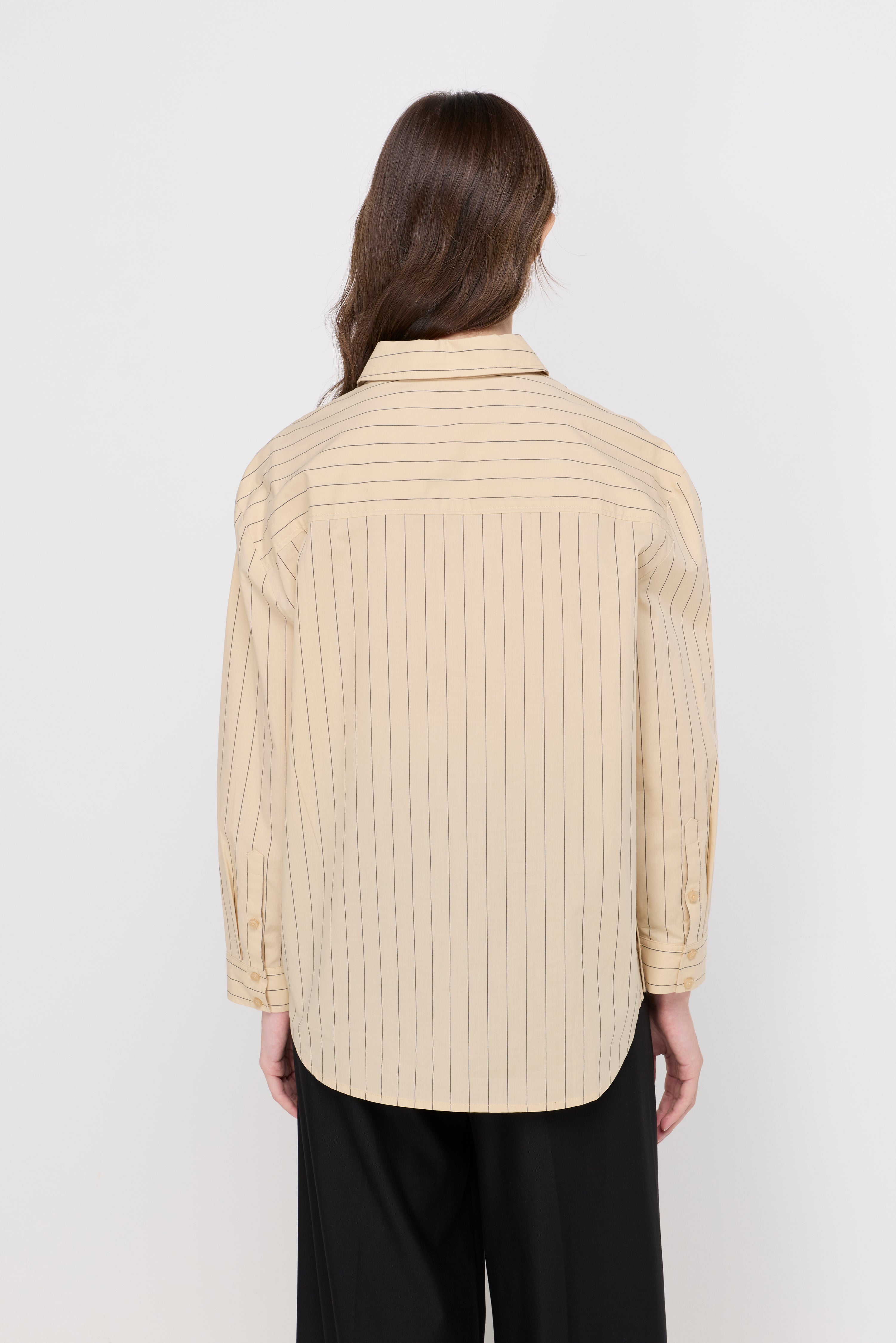 Camille Striped Cotton Shirt Striped Beige