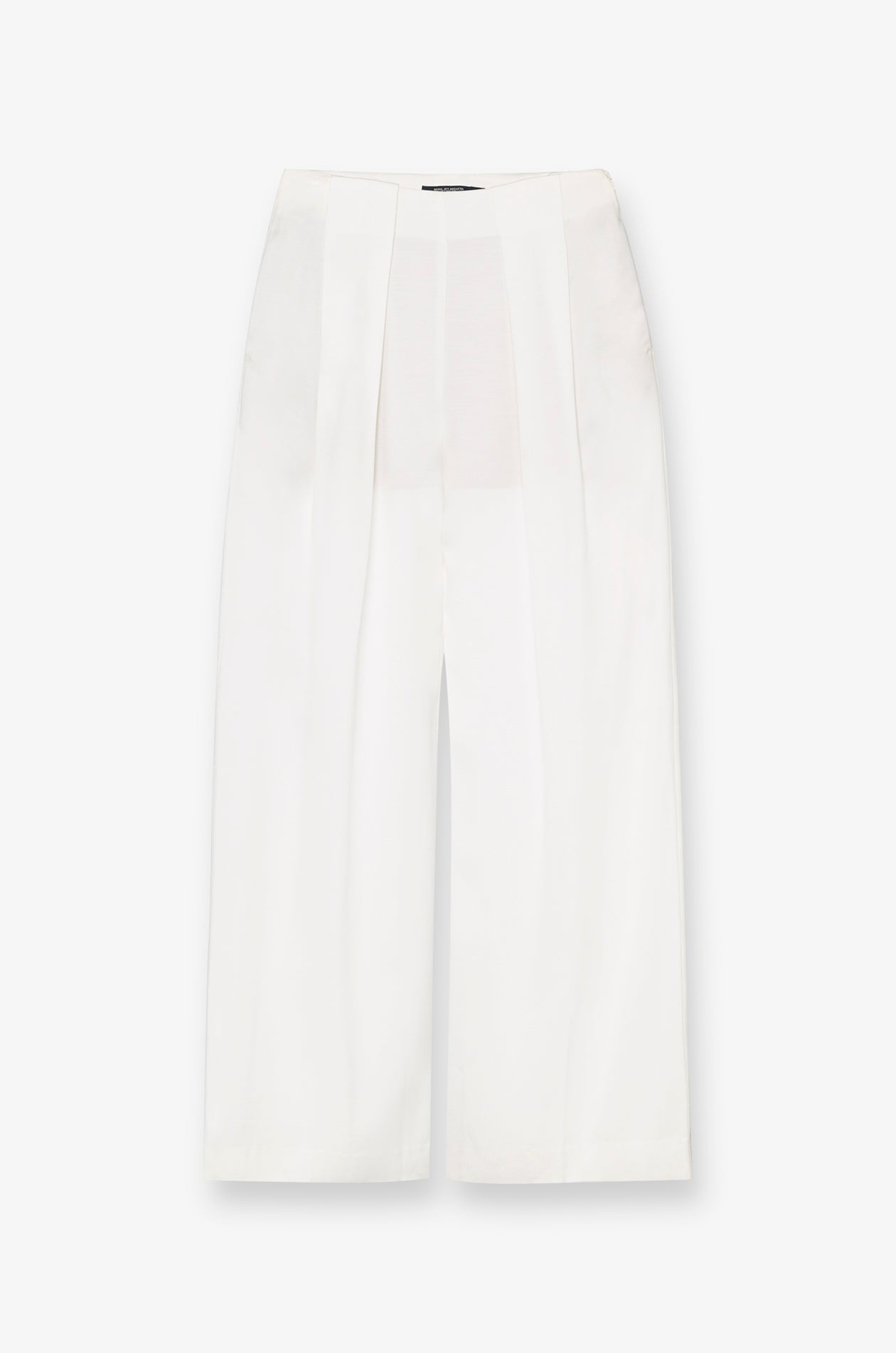 High-Waist Pleated Wide-Leg Trousers White