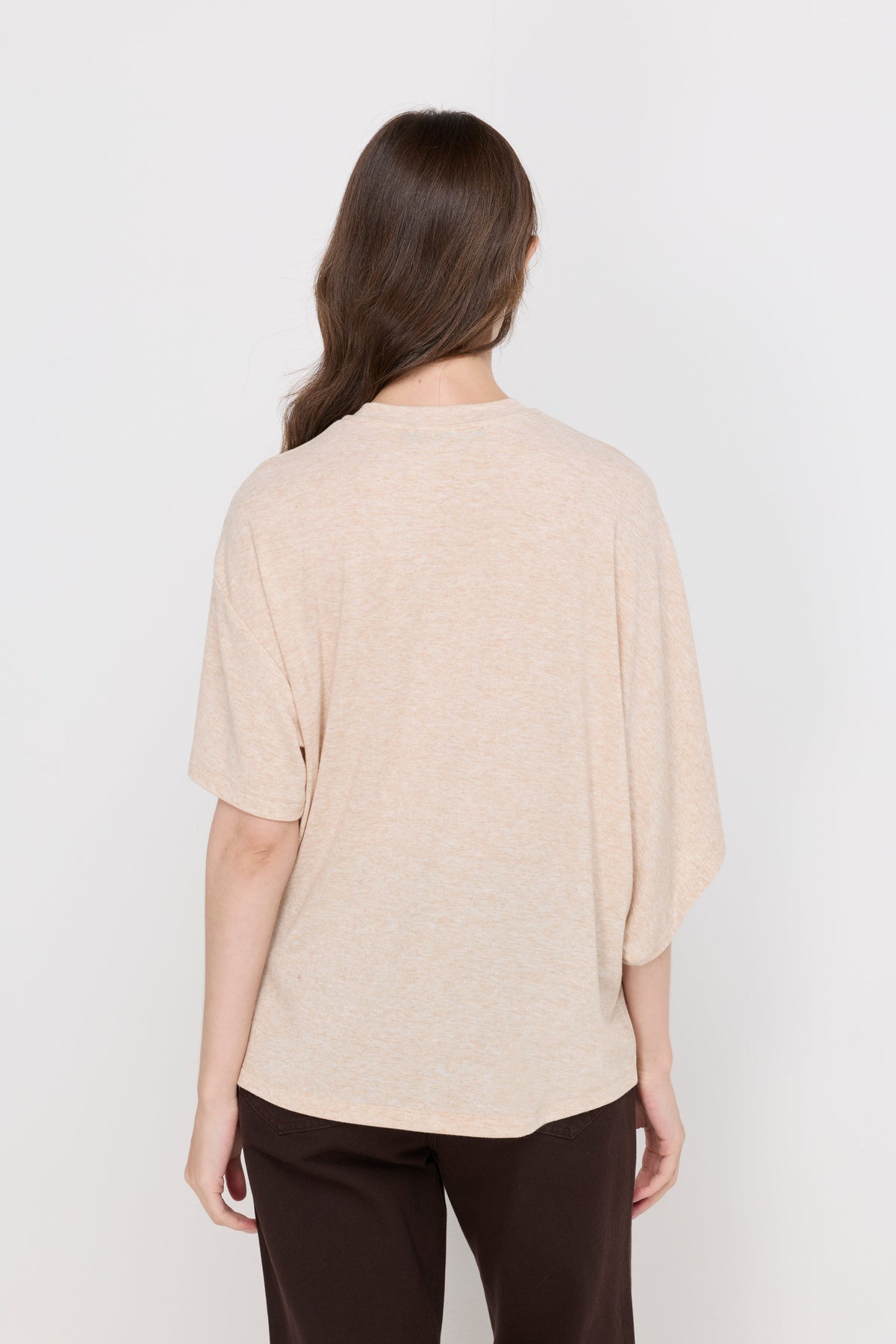 Relaxed Melange Drape Tee Beige