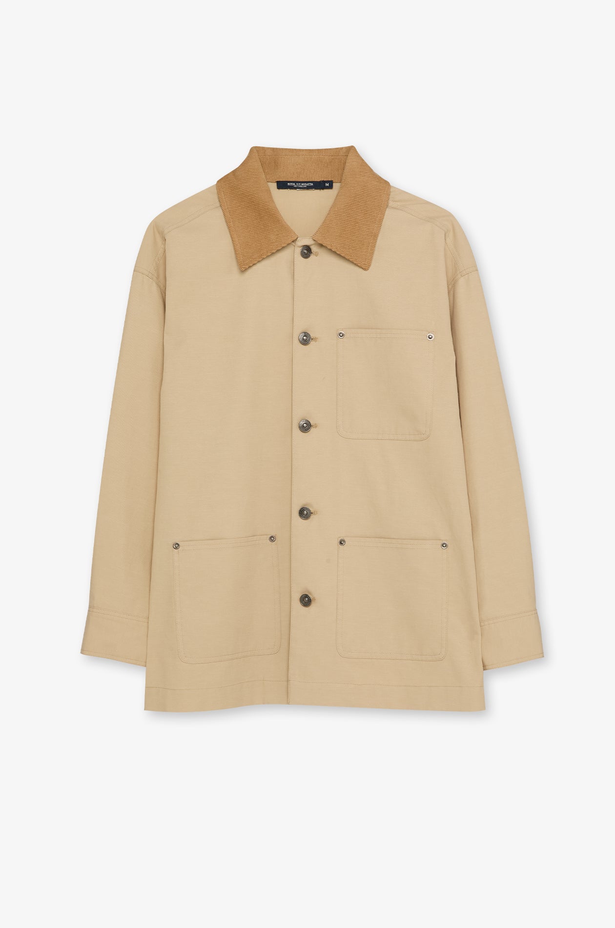 Corduroy Collar Cotton Shacket Beige