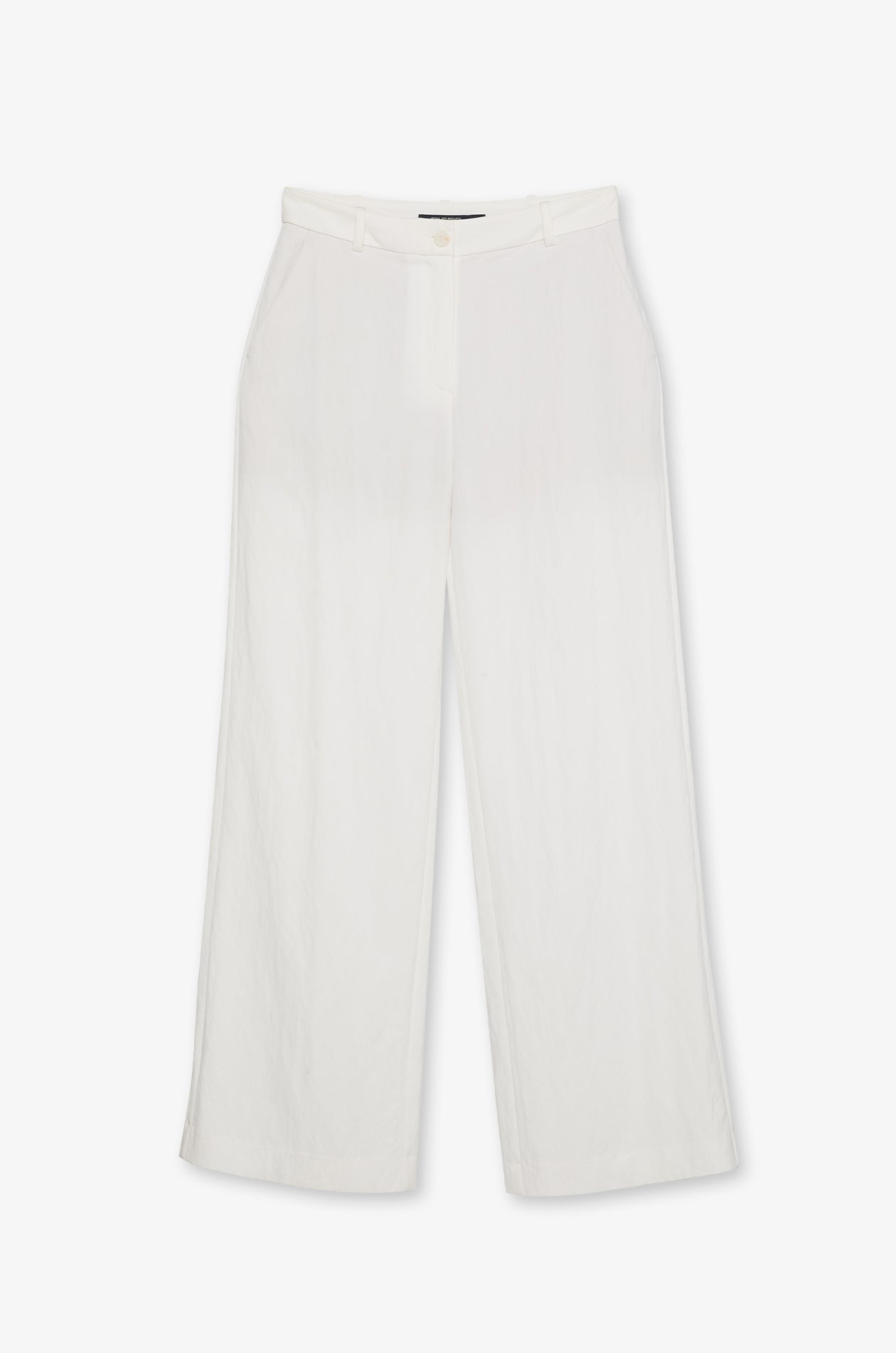 Cotton-Linen Wide-Leg Trousers Off-White
