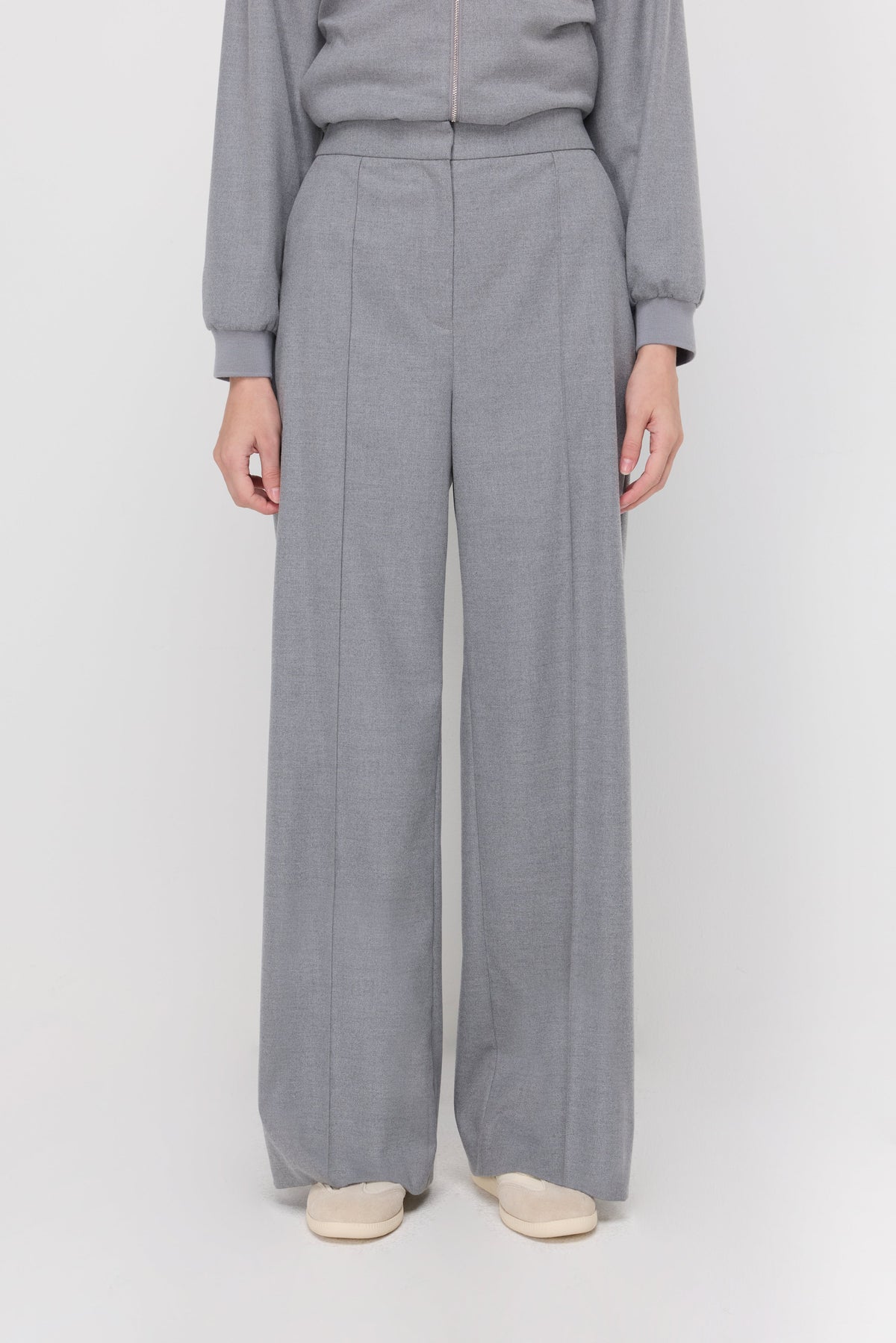 Wide-Leg Track Trousers Light Grey