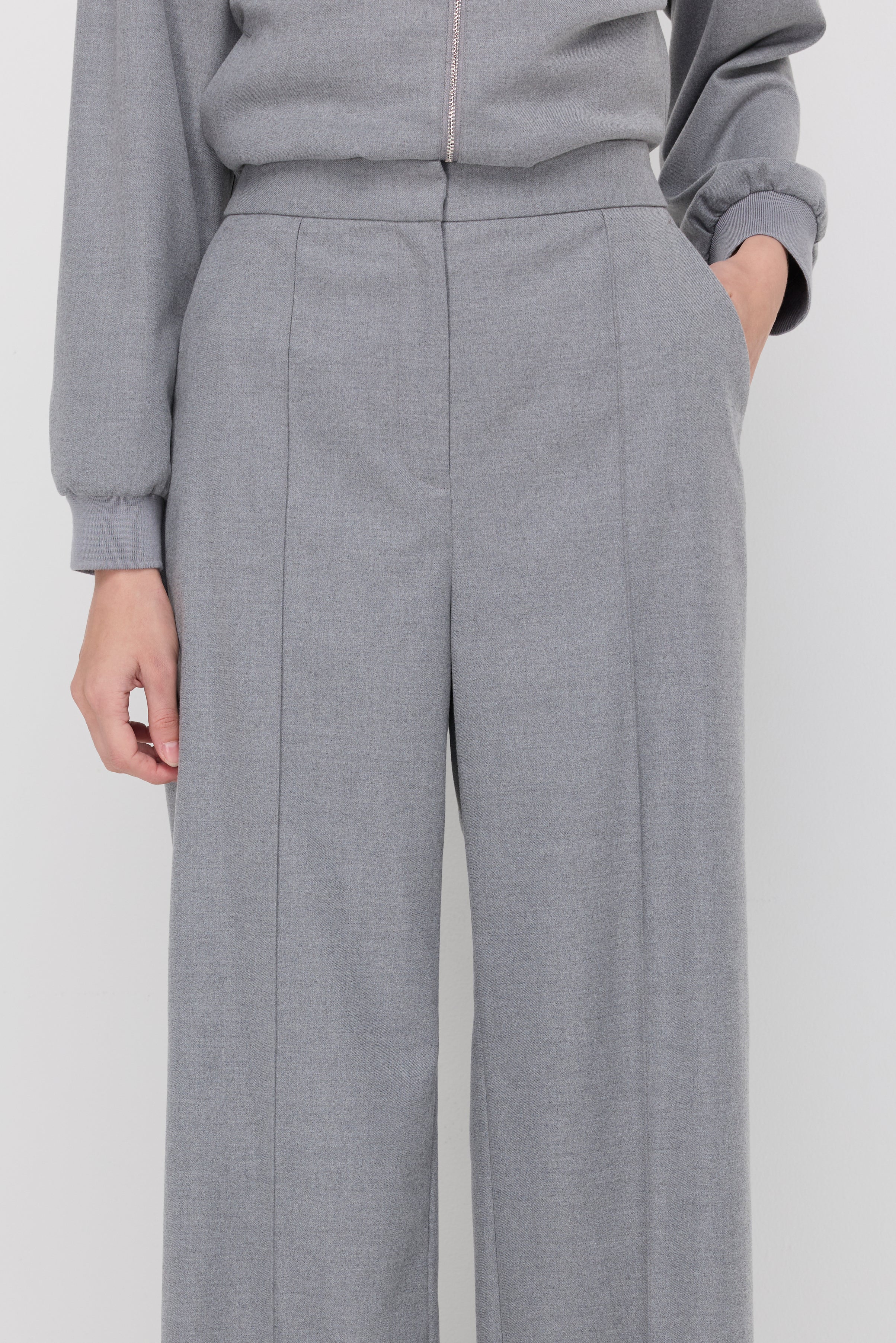 Wide-Leg Track Trousers Light Grey