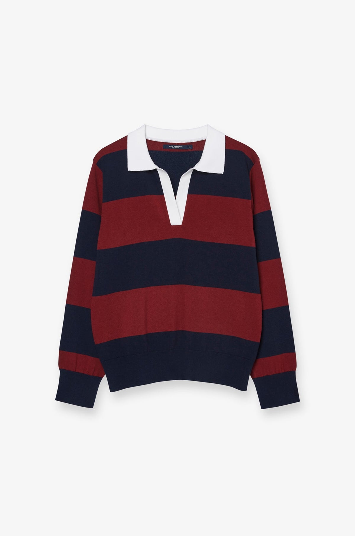Oversized Stripe Rugby Knit Polo Shirt Striped Blue