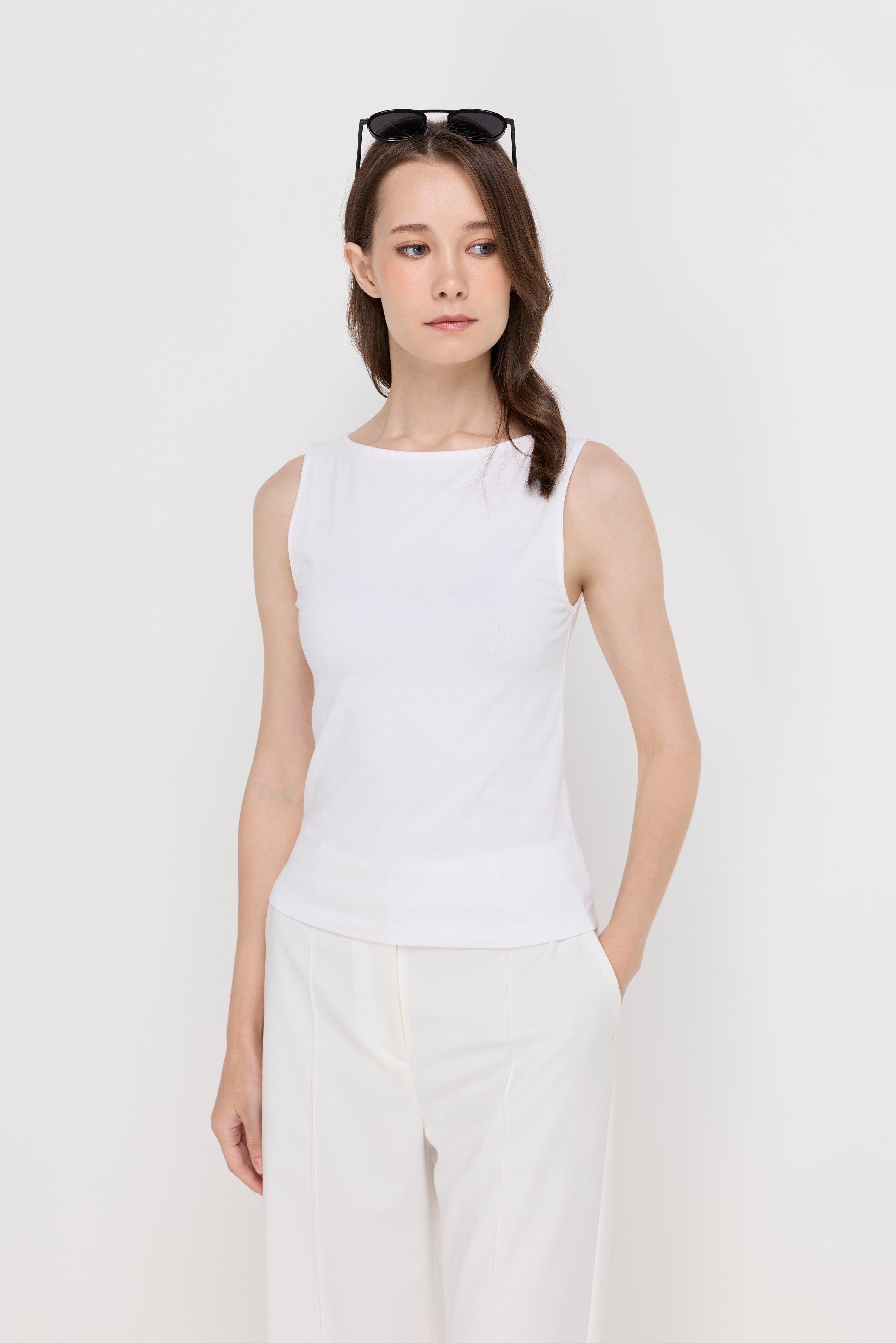 Essential Sleeveless Knit Top White