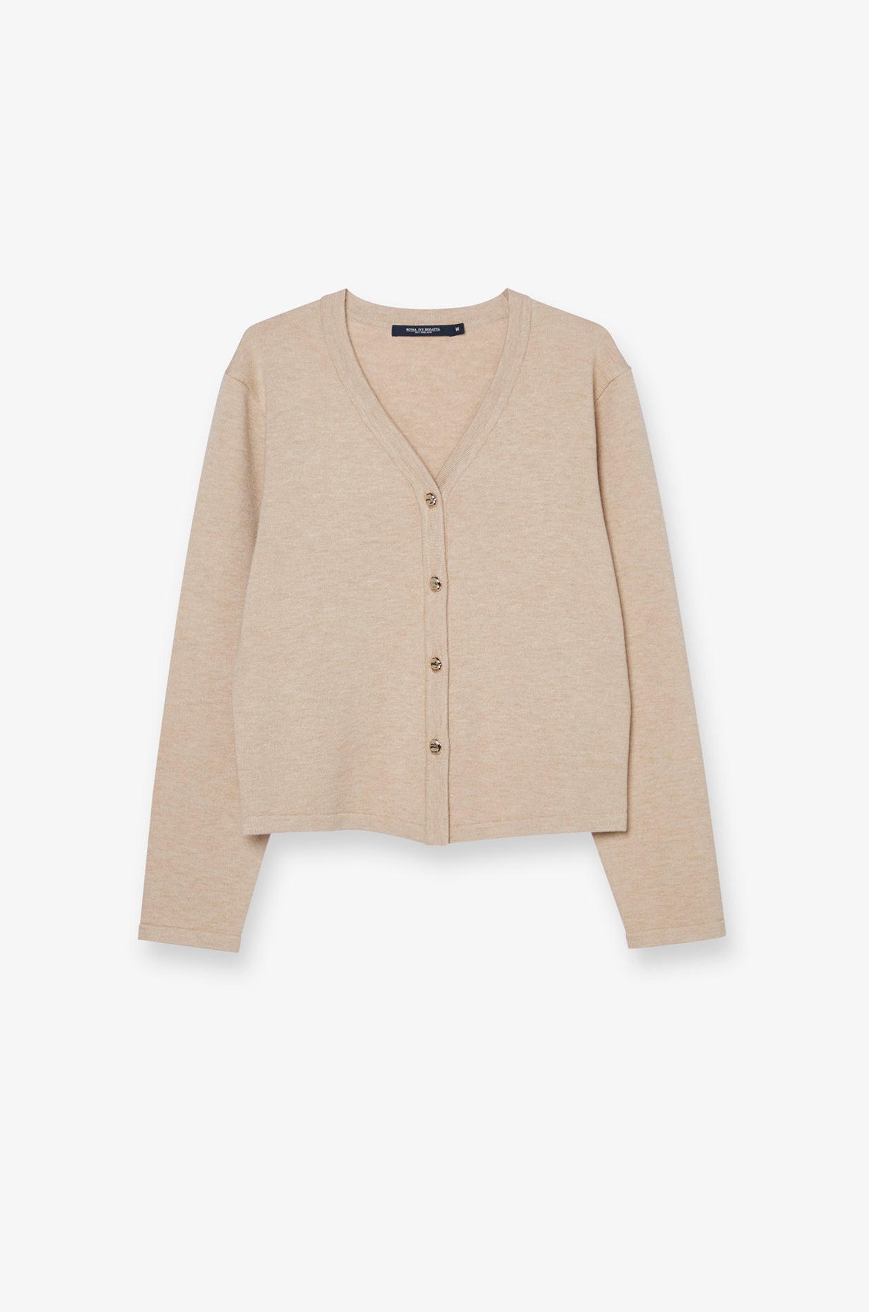 Contrast Trim V-Neck Knit Cardigan Brown
