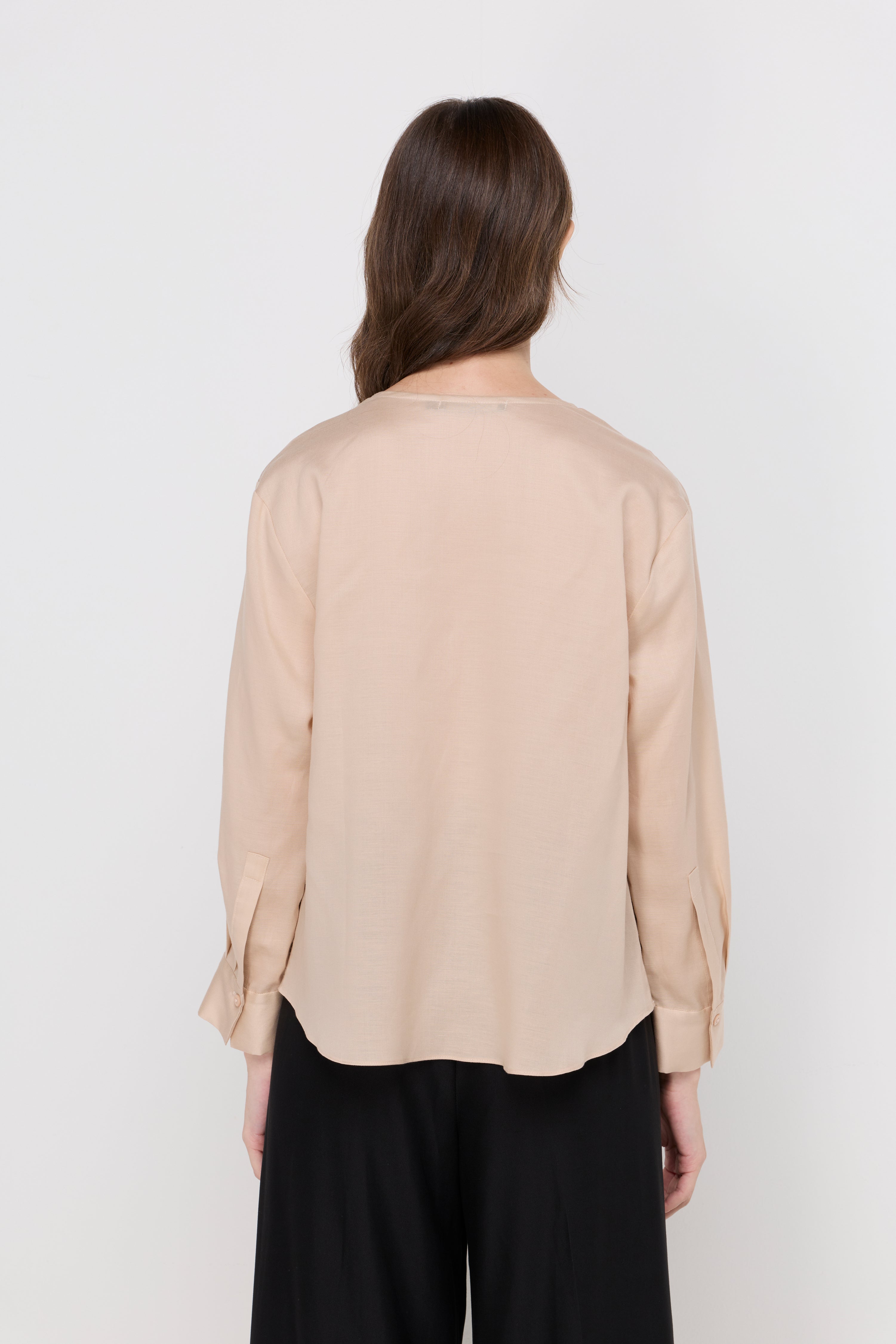 Draped Cowl Neck Blouse Off-White