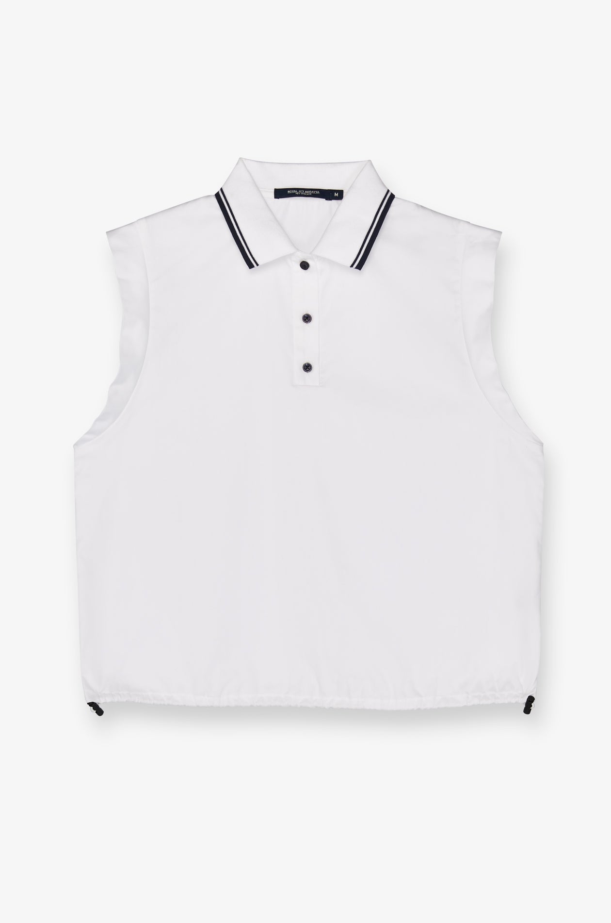 Contrast Trim Sleeveless Polo Top White