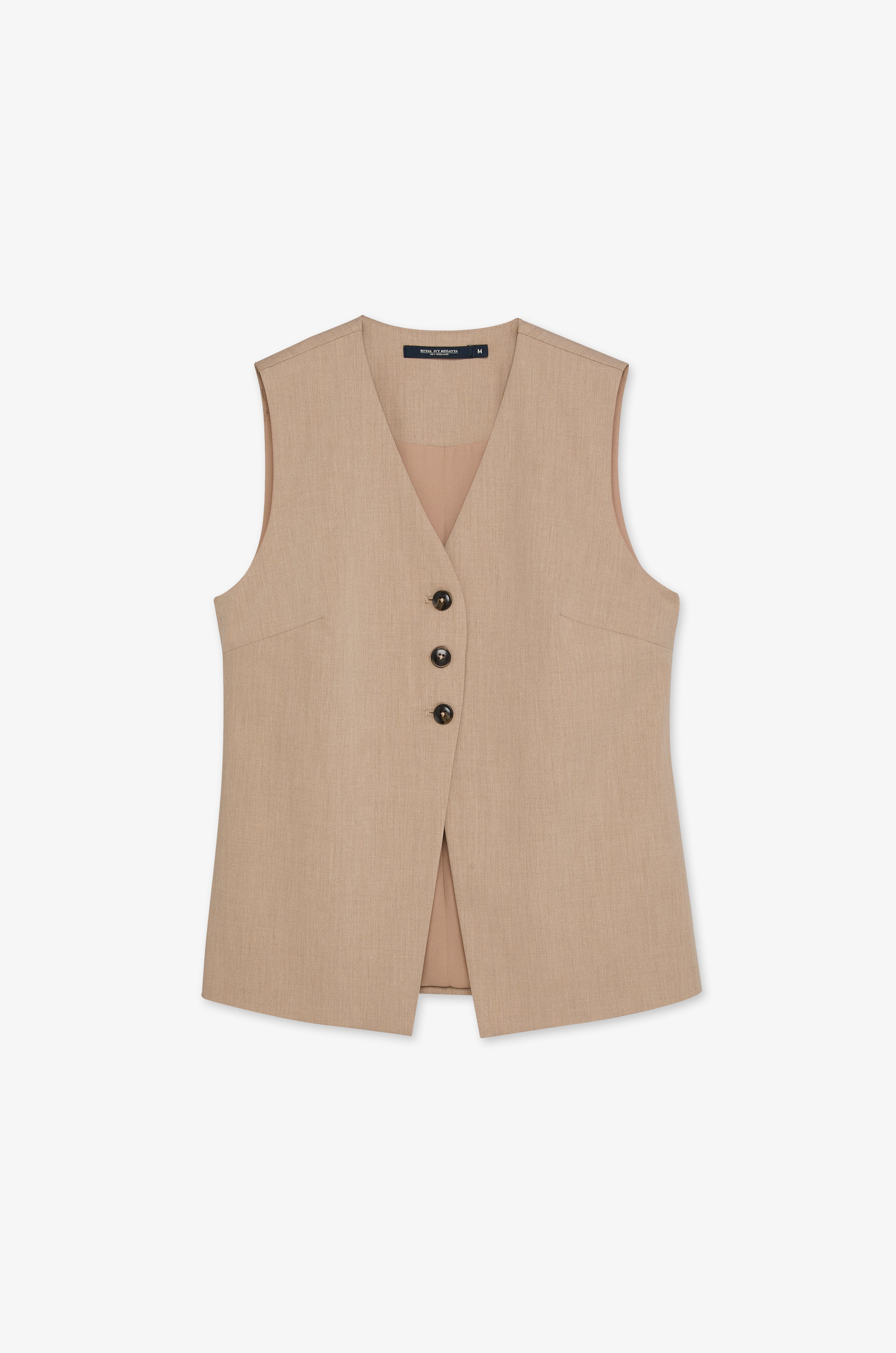 Tailored Button-Front Vest Top Brown