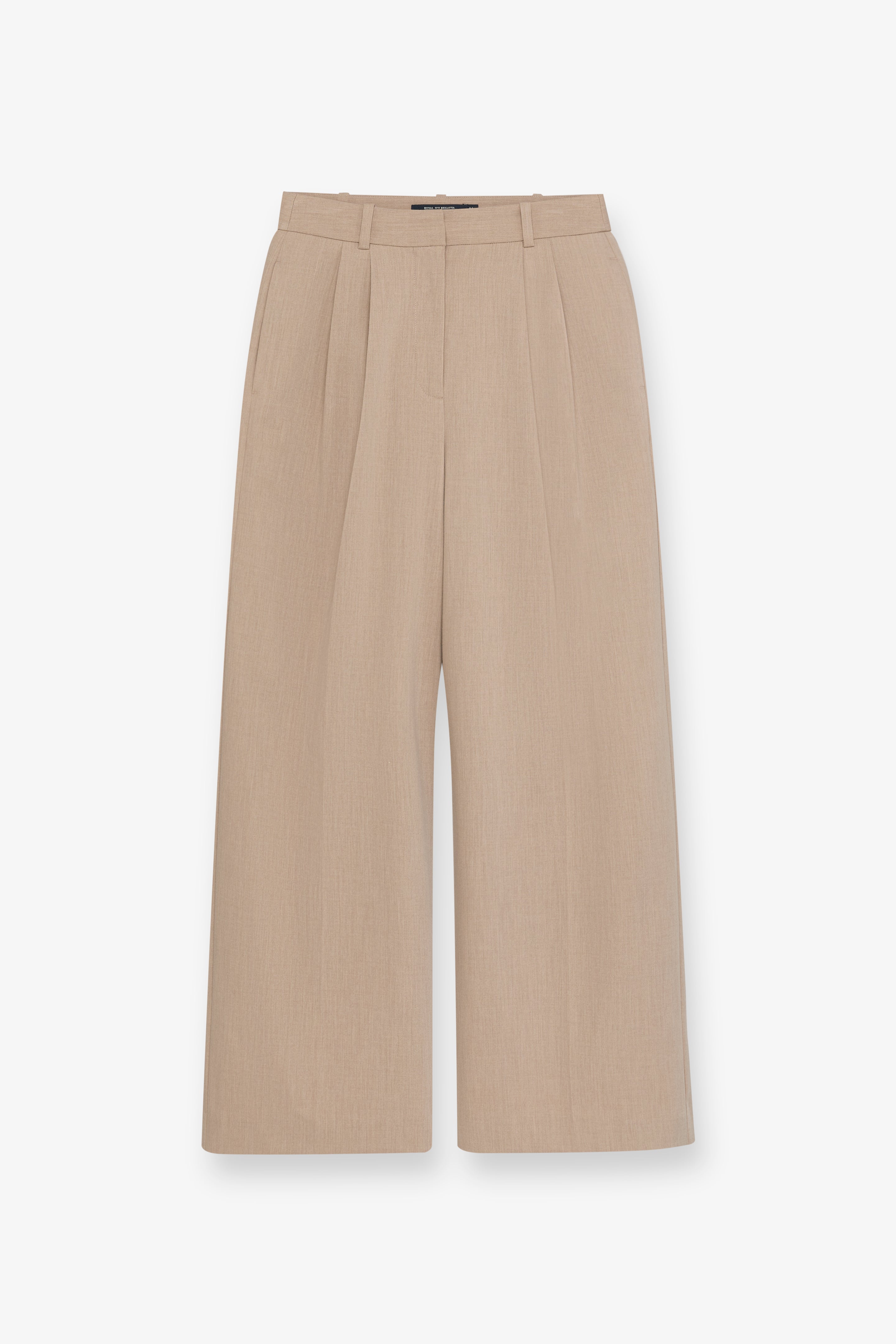 Textured Wide-Leg Tailored Trousers Brown
