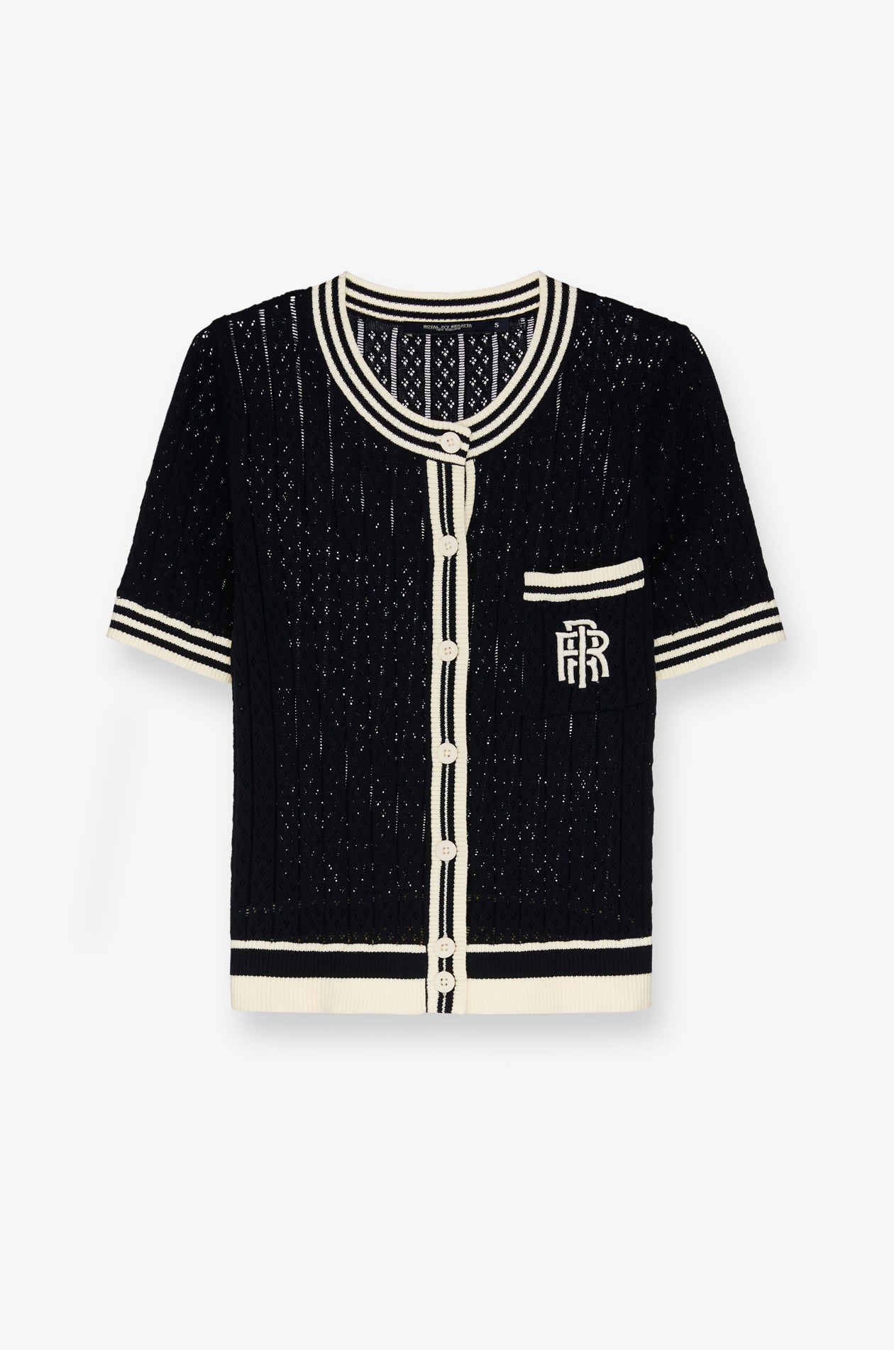Contrast Trim Knit Cardigan Navy
