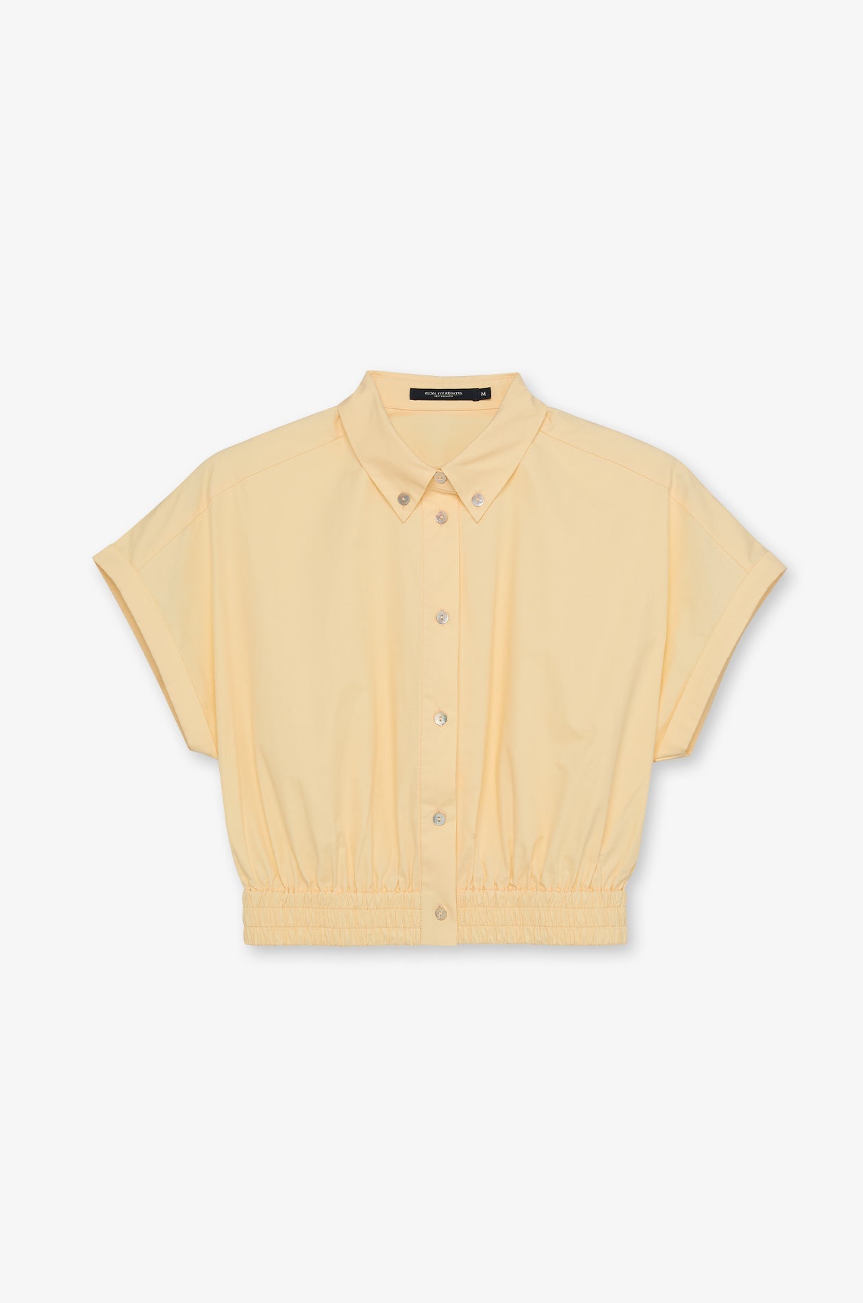 Elastic Hem Cropped Polo Shirt Yellow