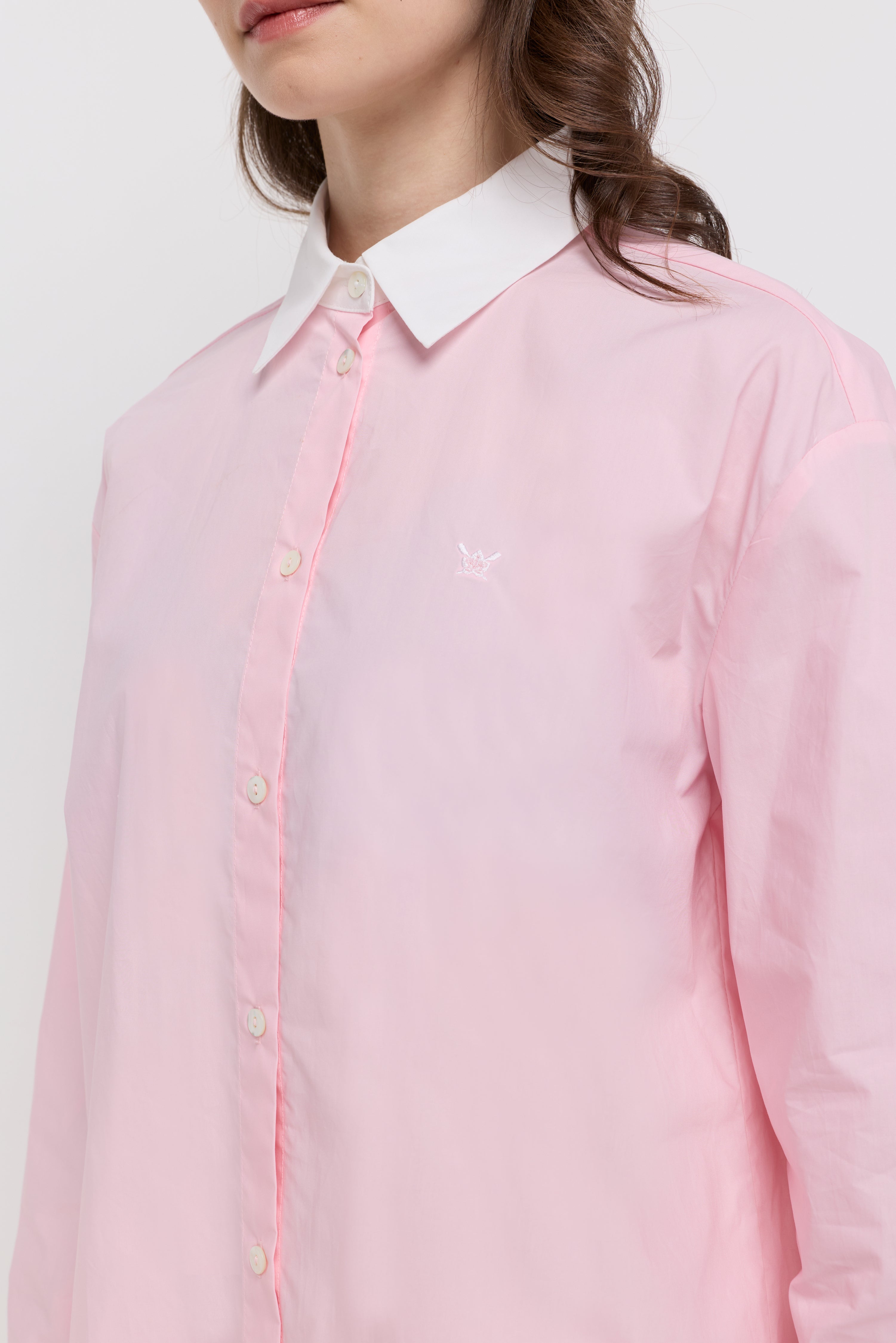 Signature Contrast Collar Shirt Pink