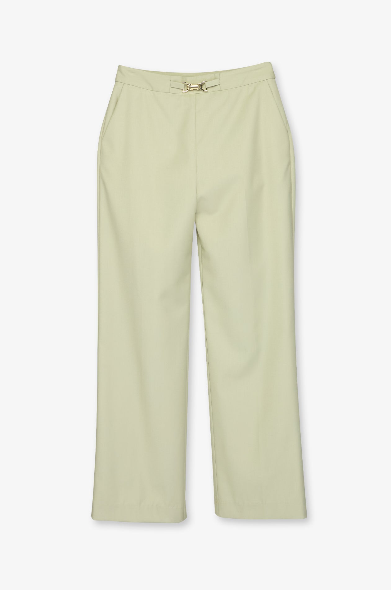 Buckle Detail Wide-Leg Trousers Light Green