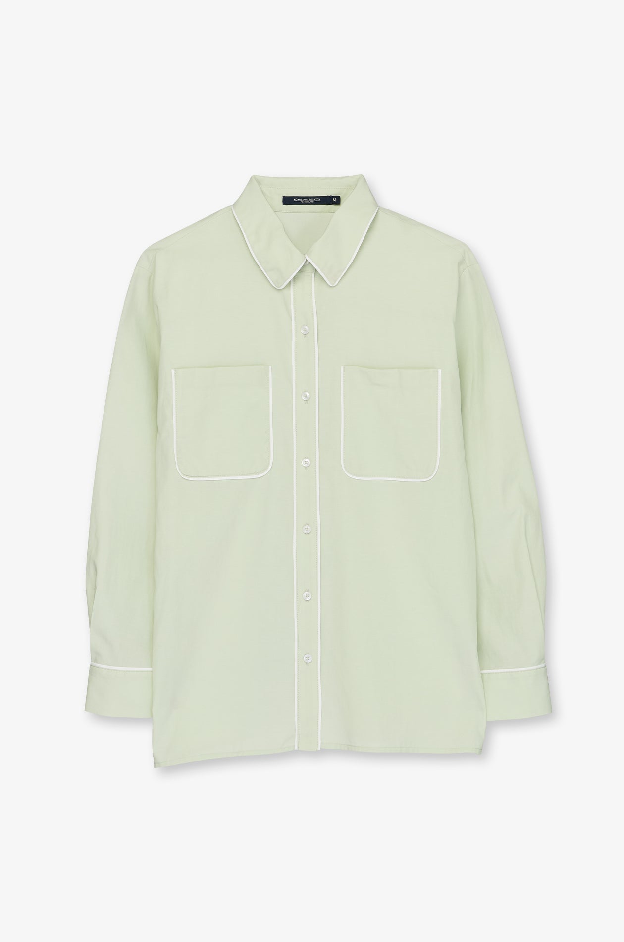 Contrast Piping Pocket Shirt Light Green