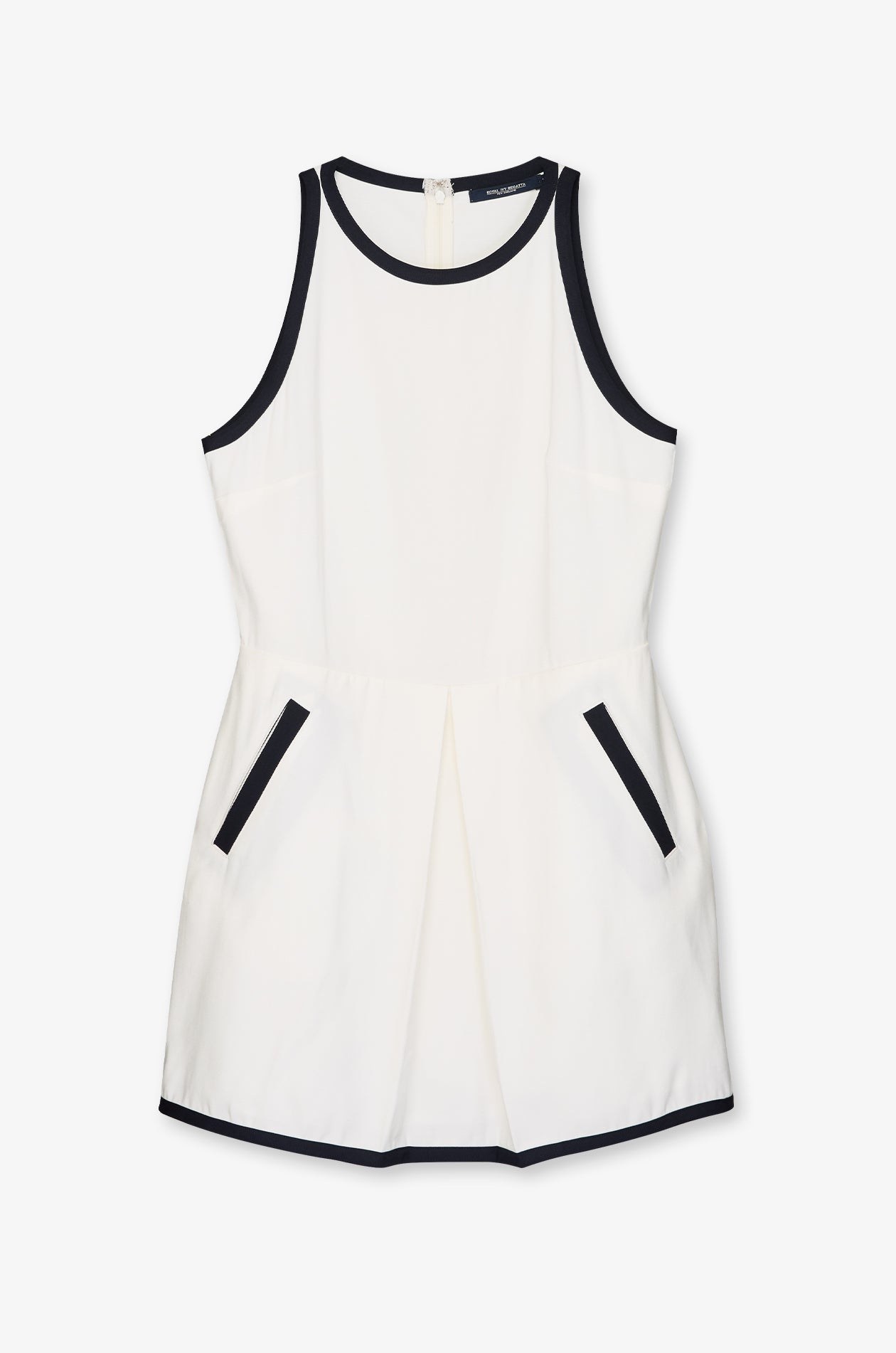 Contrast Trim Sleeveless Romper Off-White