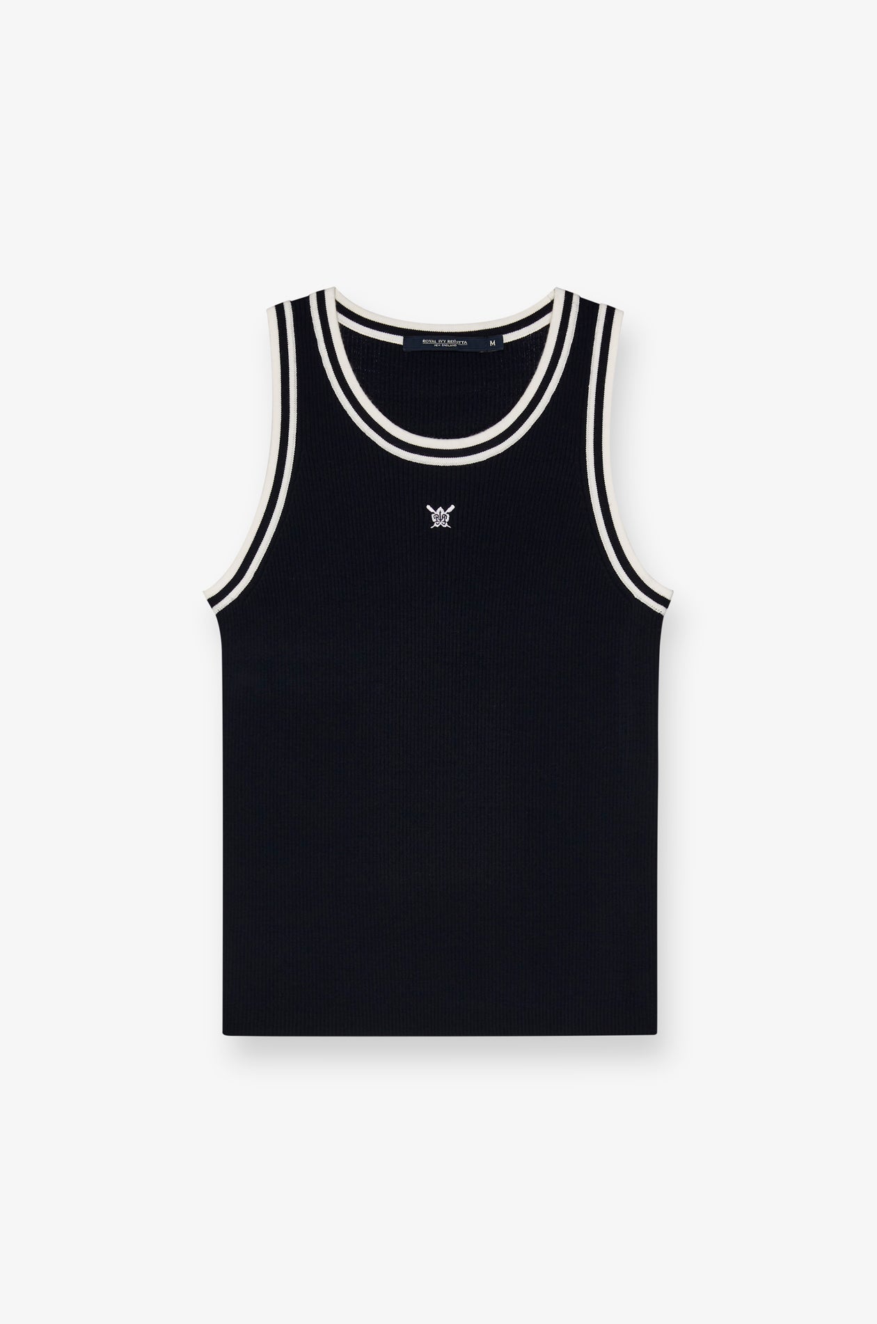 Contrast Trim Knit Tank Top Navy