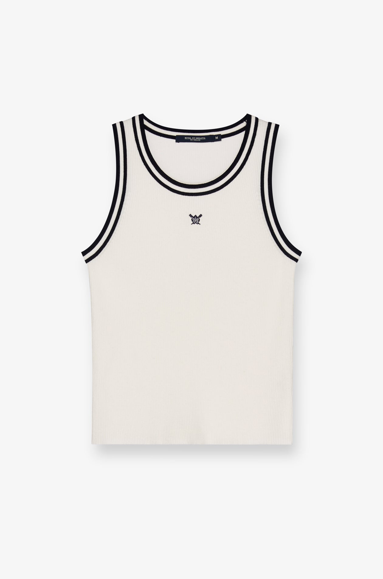 Contrast Trim Knit Tank Top White