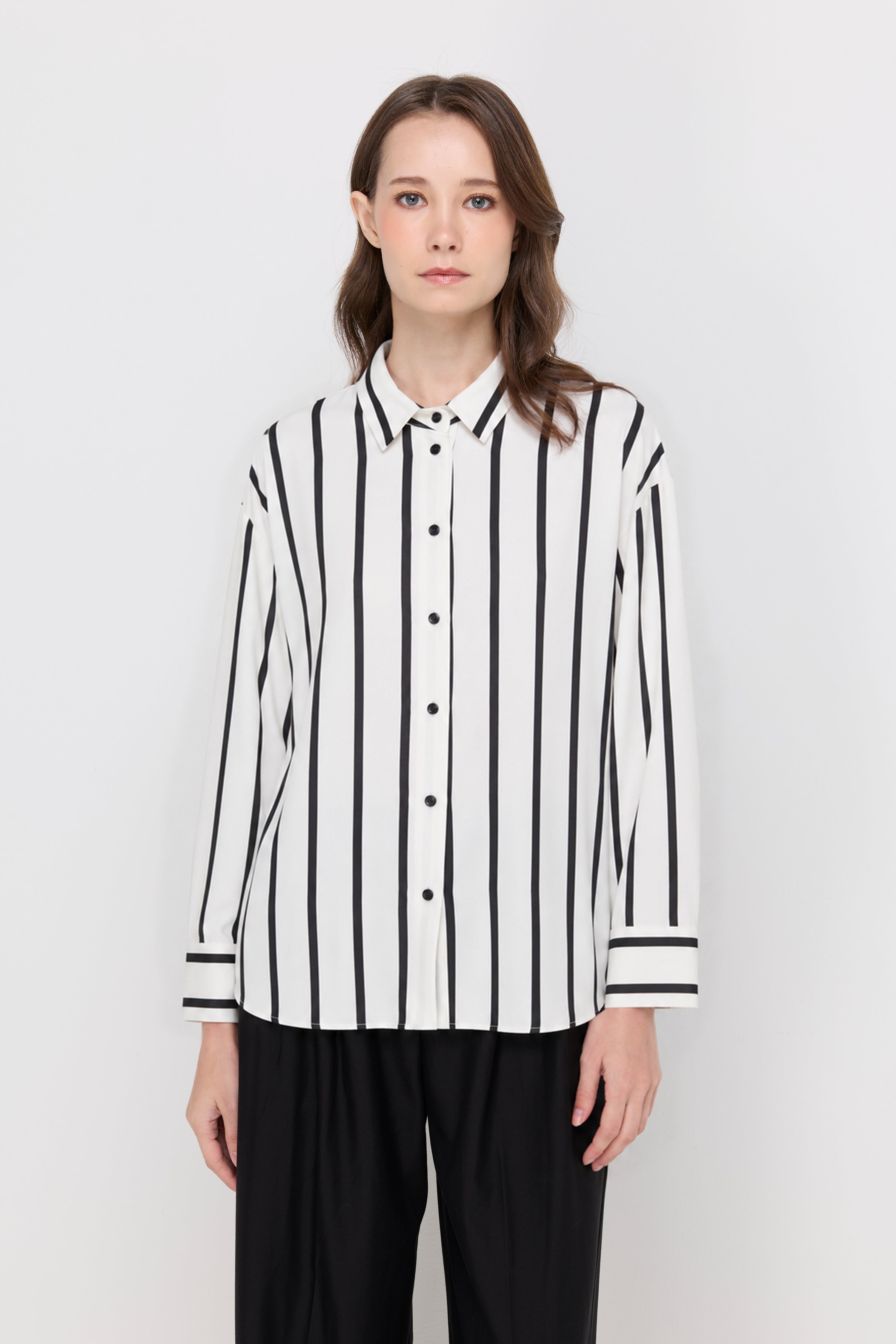 Striped Button-Down Shirt Striped White