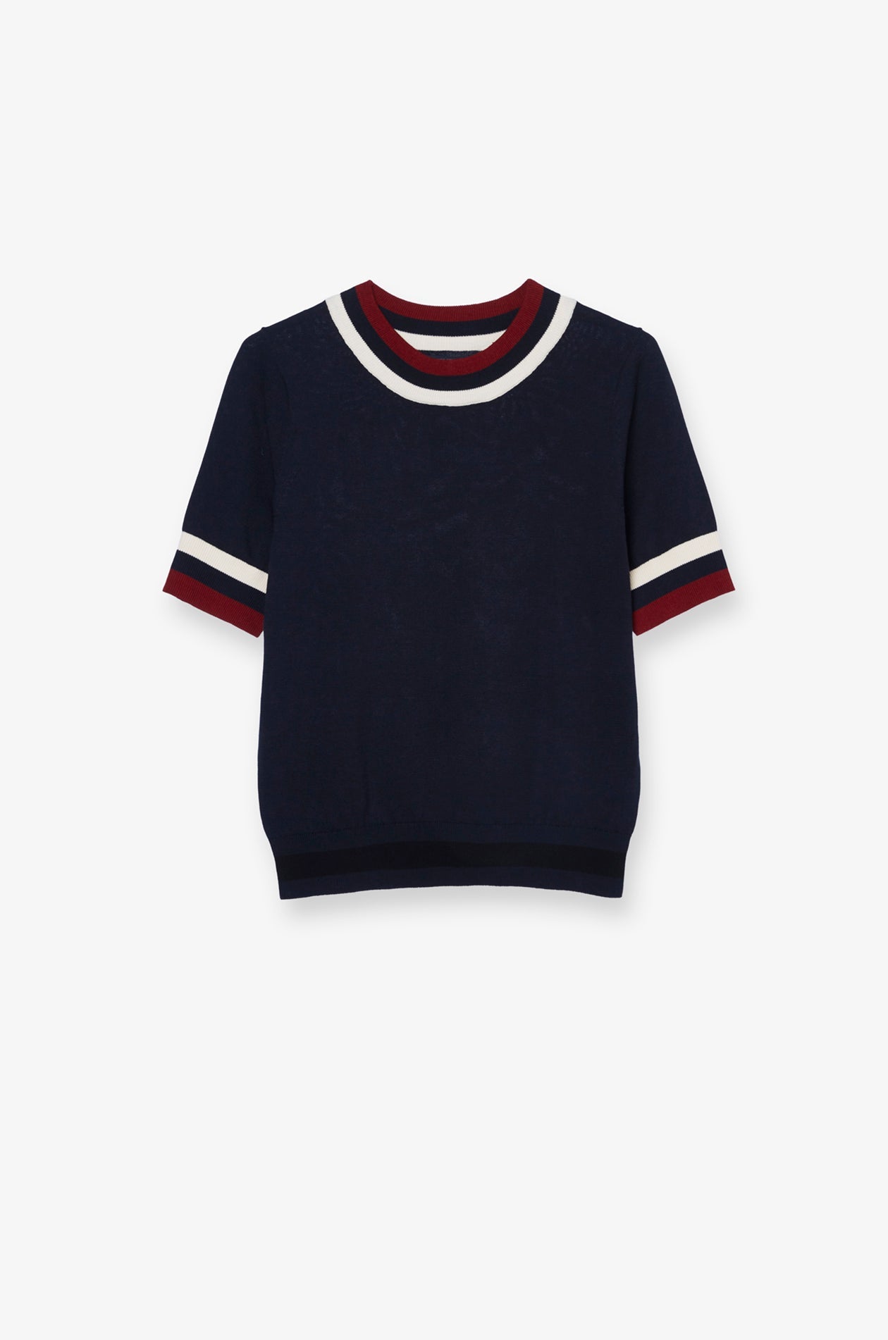 Contrast Trim Knit Top Navy