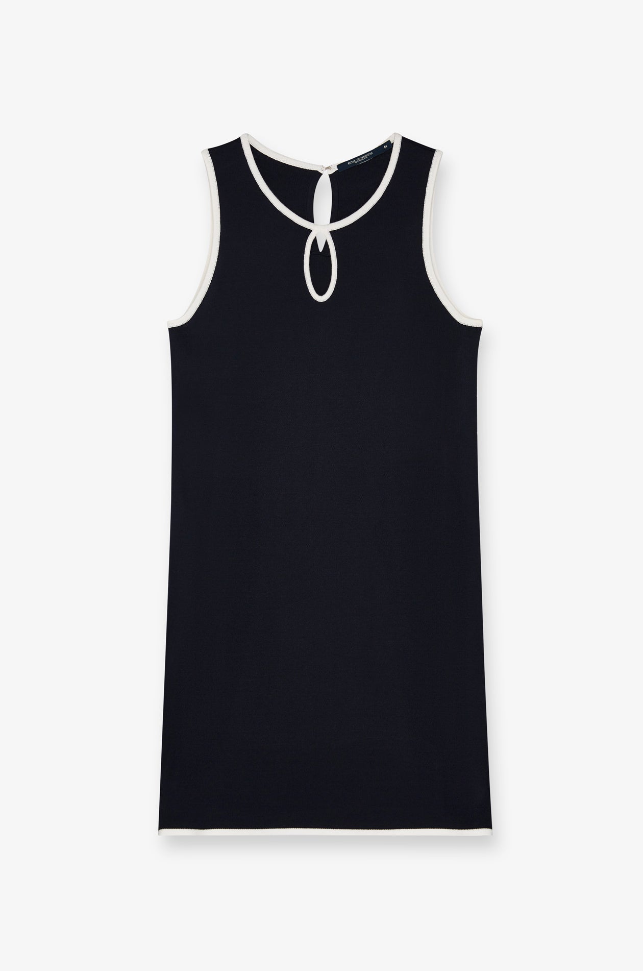 Contrast Trim Knit Shift Dress Navy