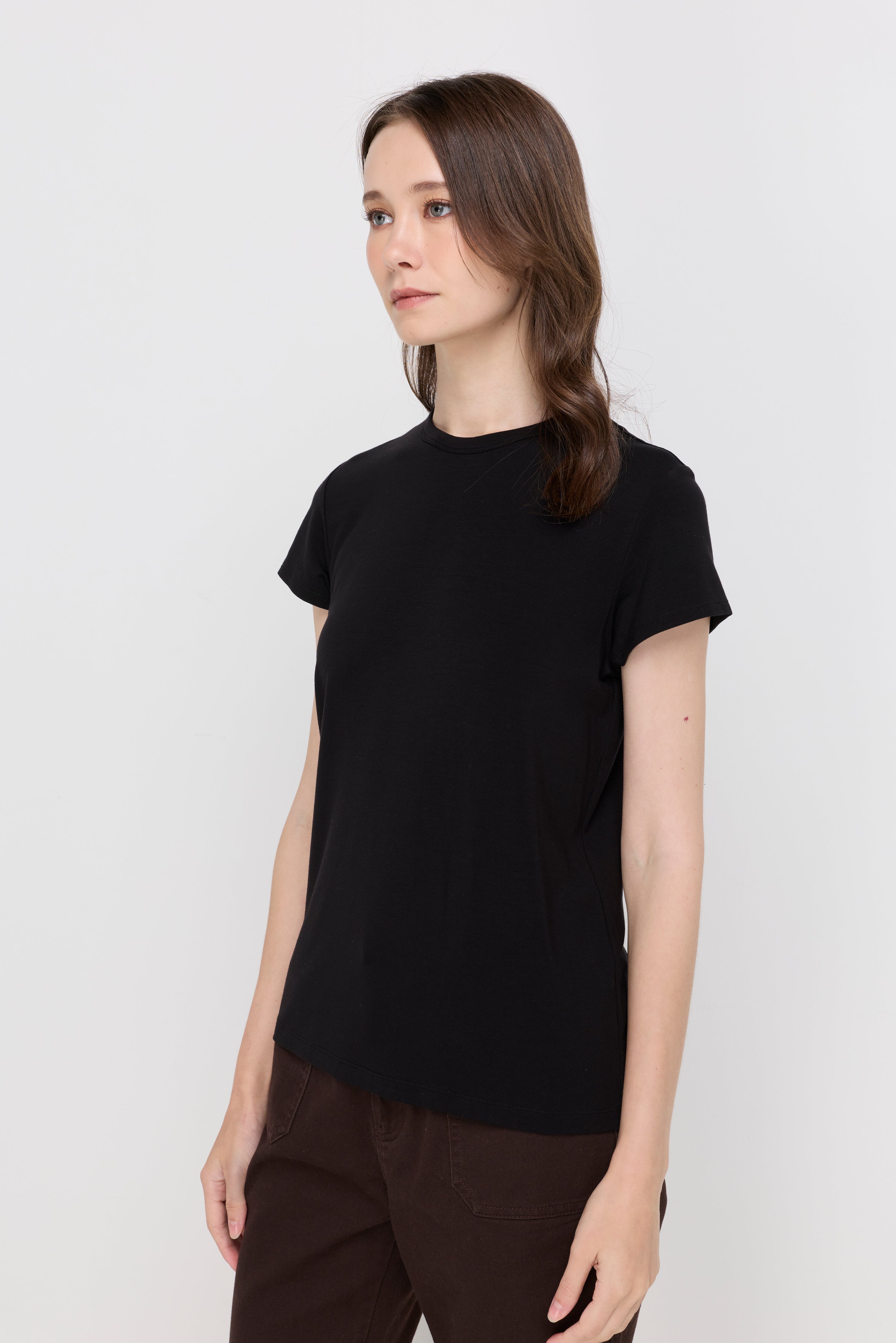 Textured Knit Crew Neck T-Shirt Black