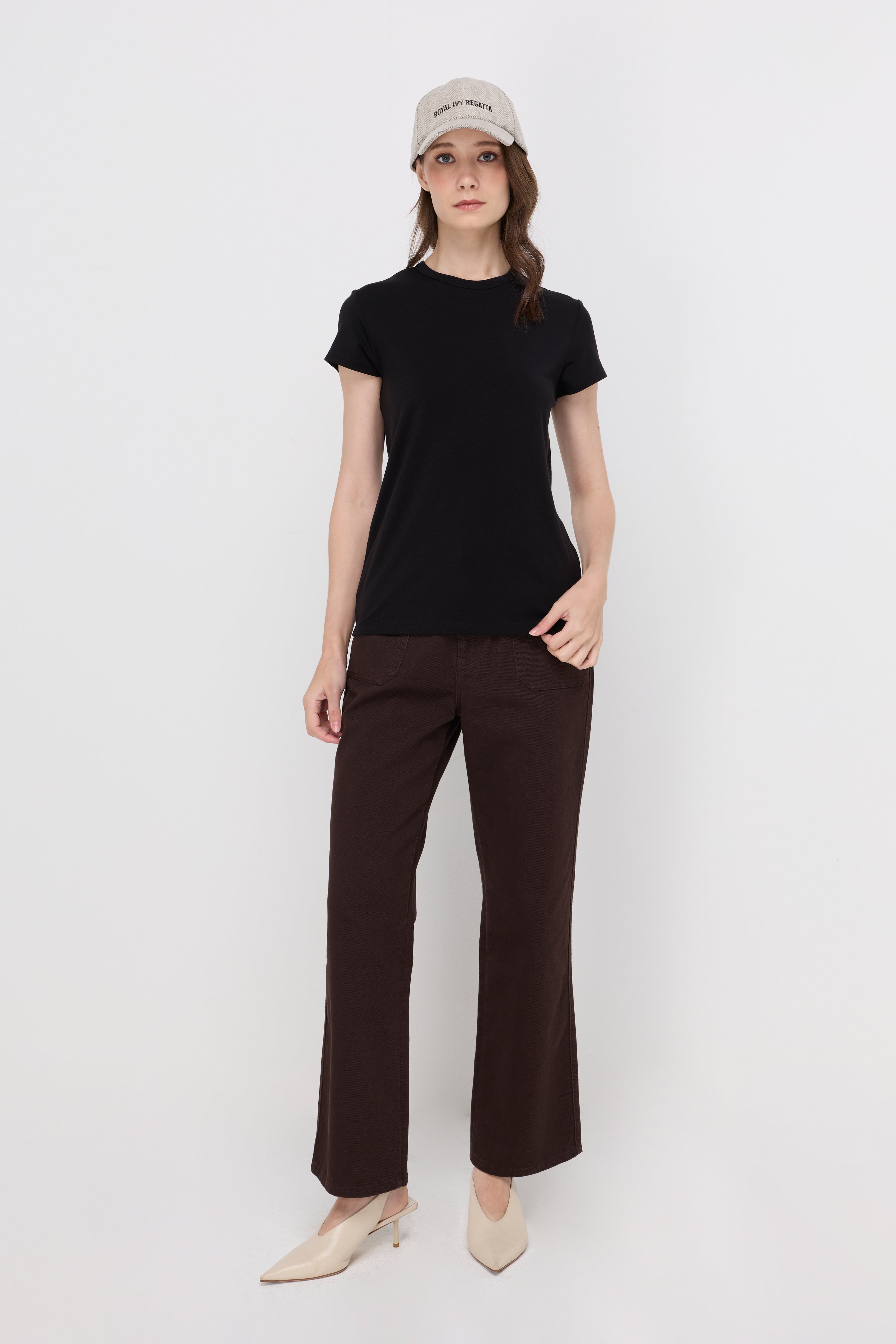 Textured Knit Crew Neck T-Shirt Black