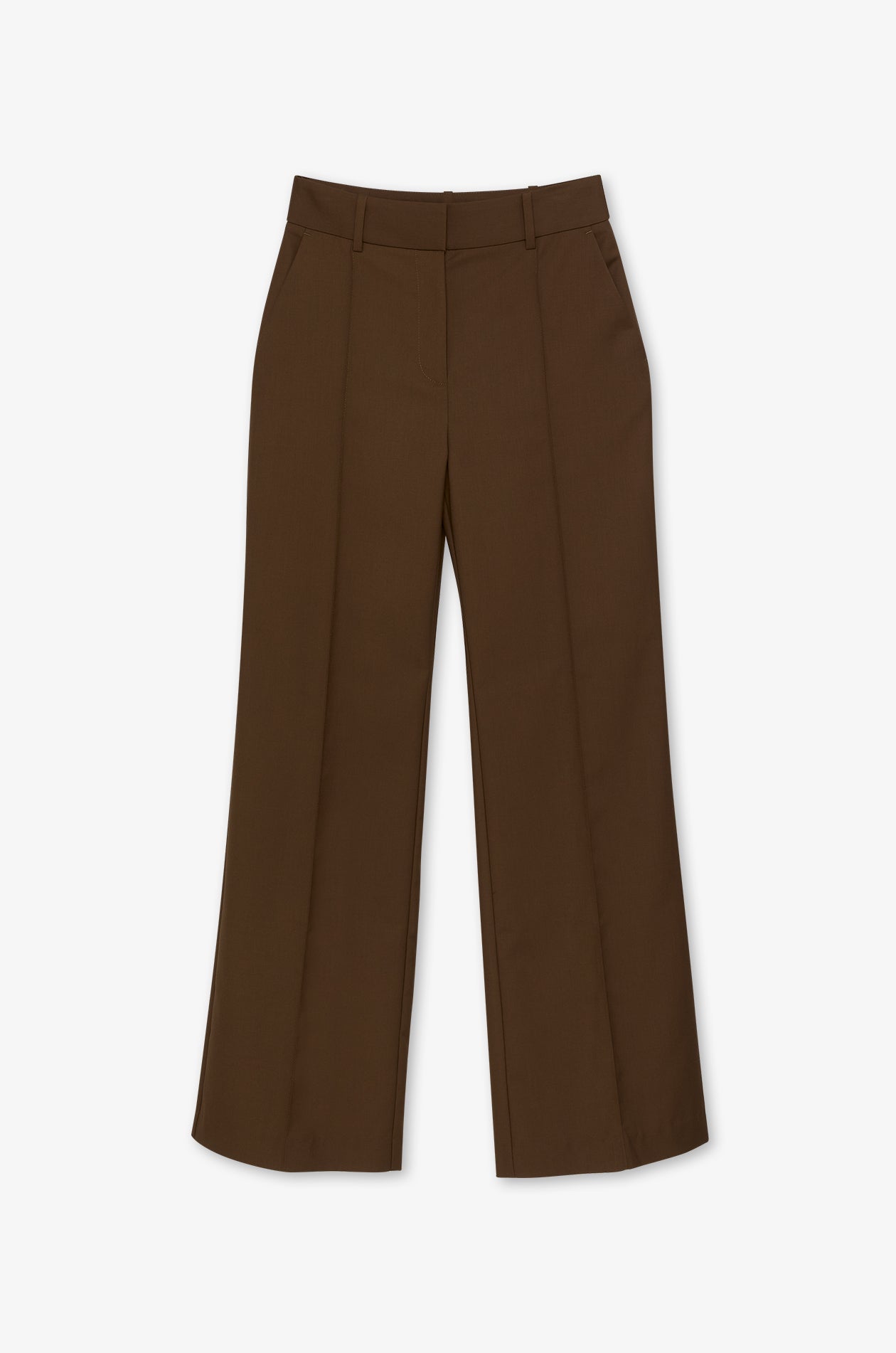 Tailored Flat Front Trousers Dark Brown