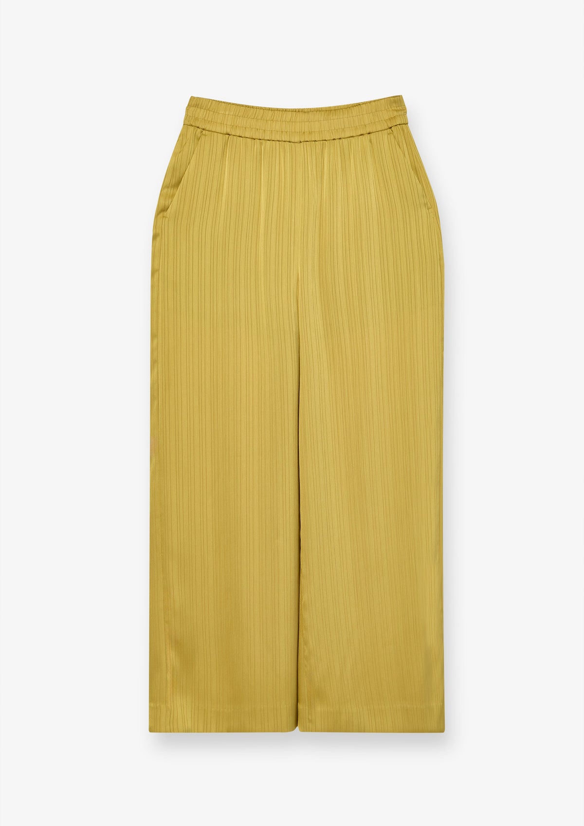 Textured Gathered Waist Wide Leg Trousers