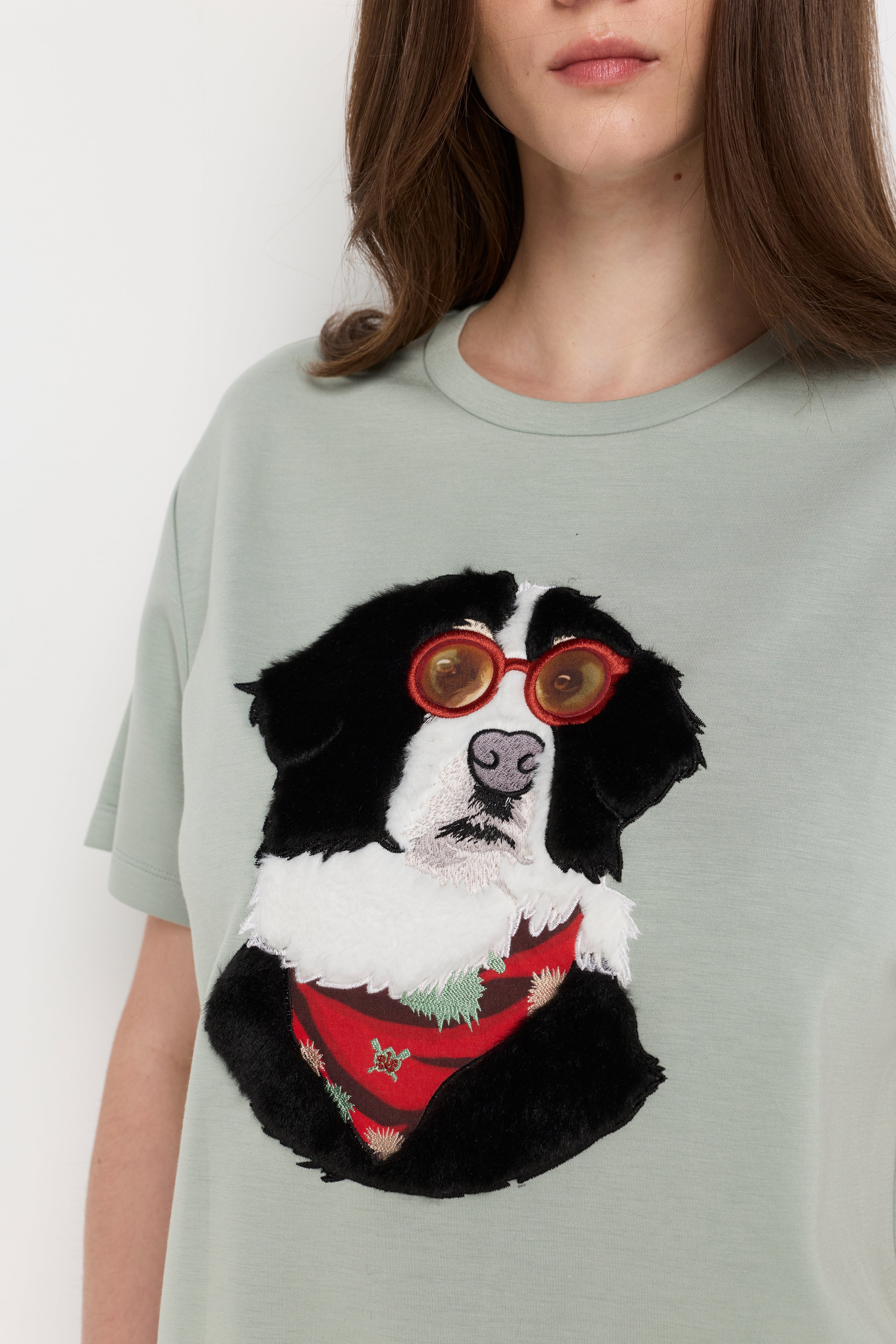 Heritage Dog Graphic Knit Tee Light Green