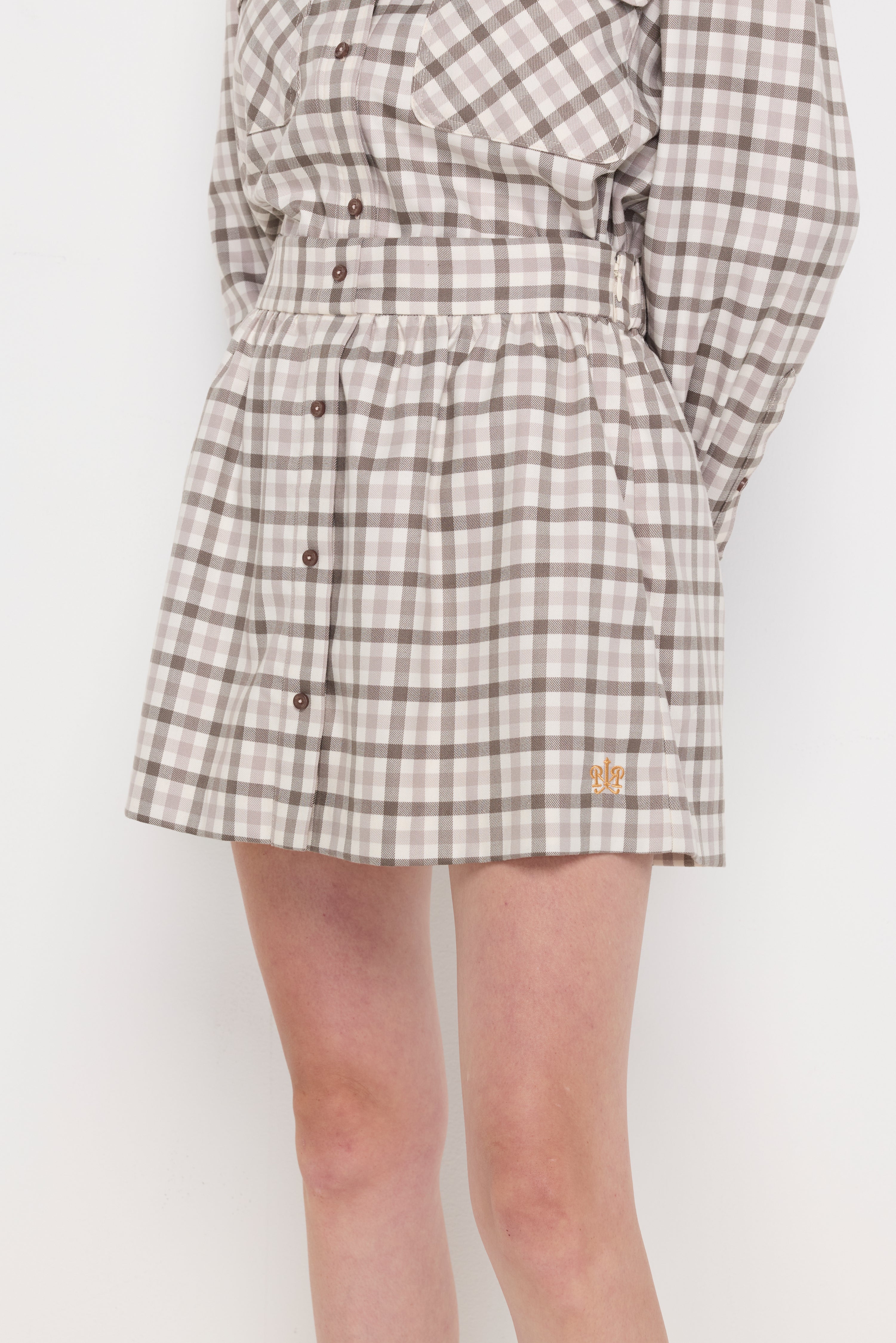Plaid A-Line Mini Skirt Check Grey