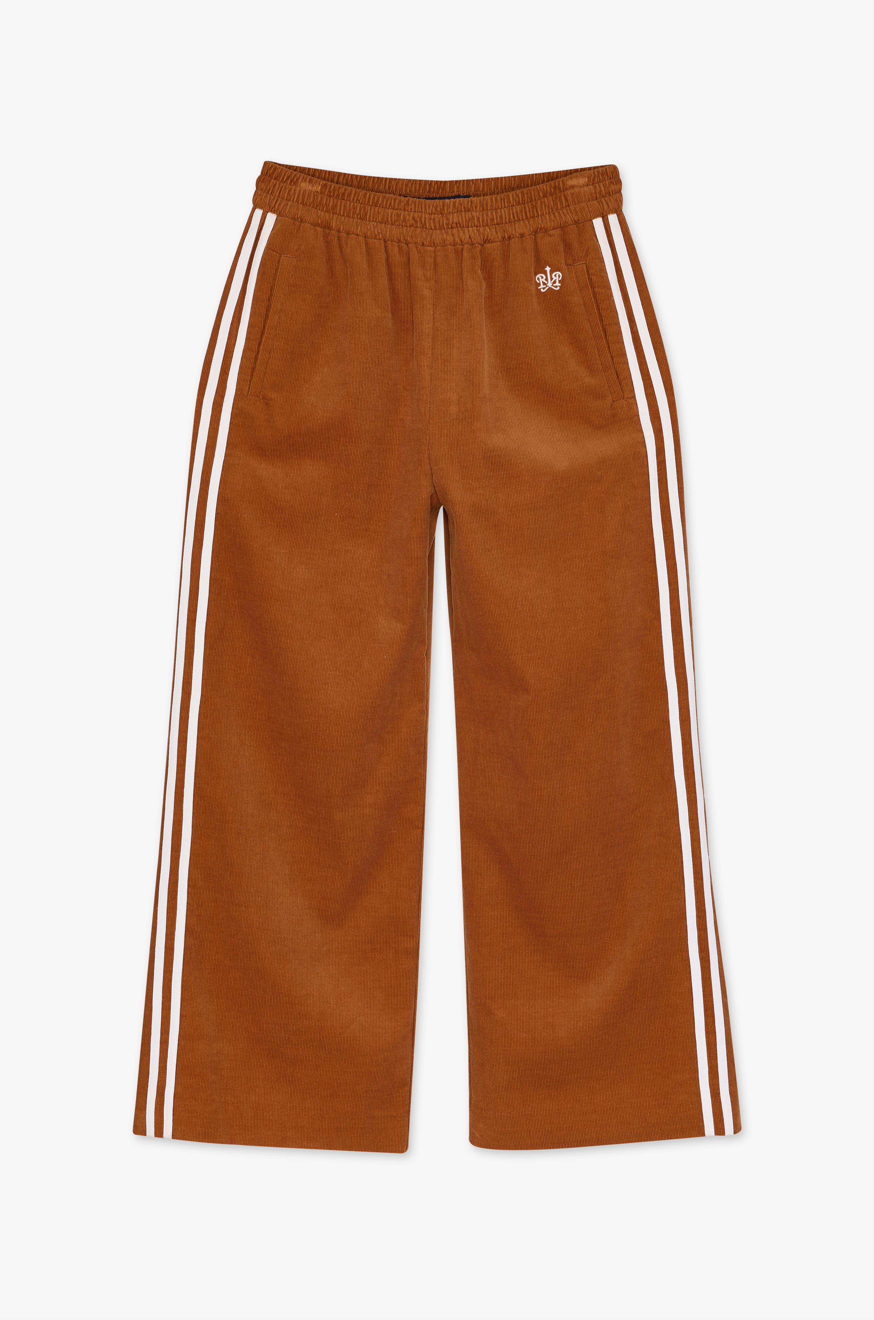 Stripe Waist Wide-Leg Knit Trousers Brown