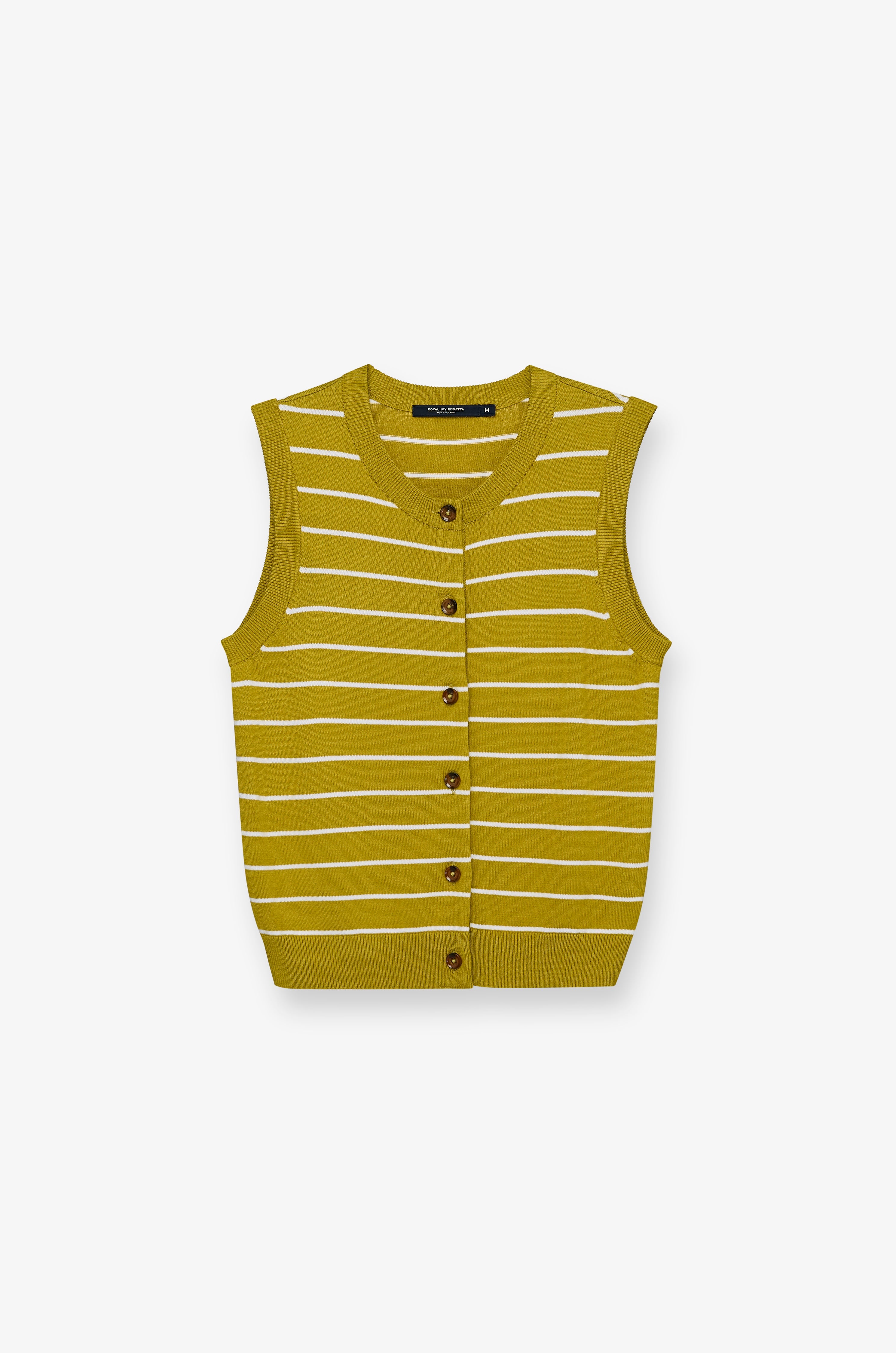 Striped Button-Front Knit Vest Striped Green