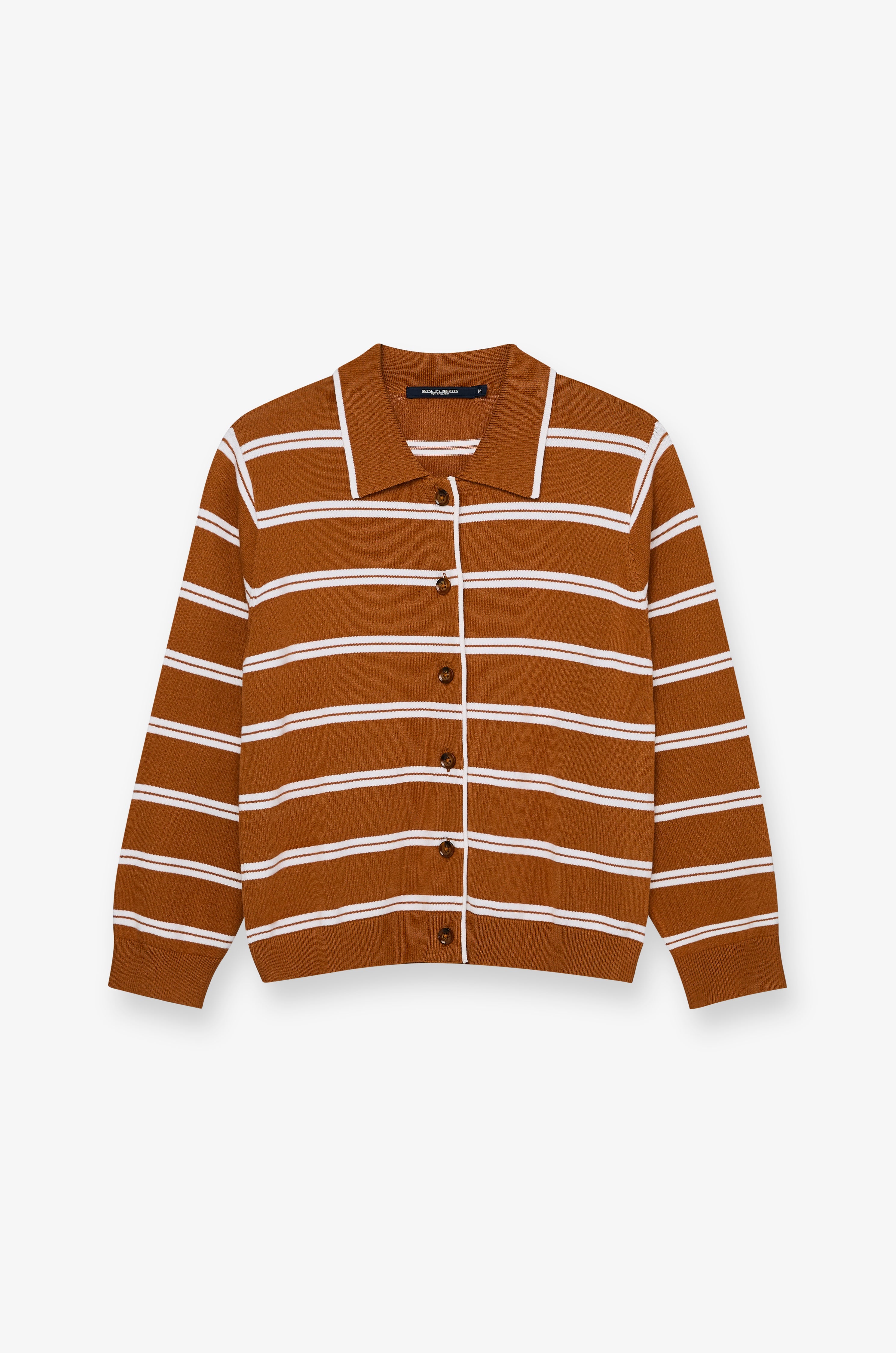 Breton Stripe Knit Cardigan Striped Brown