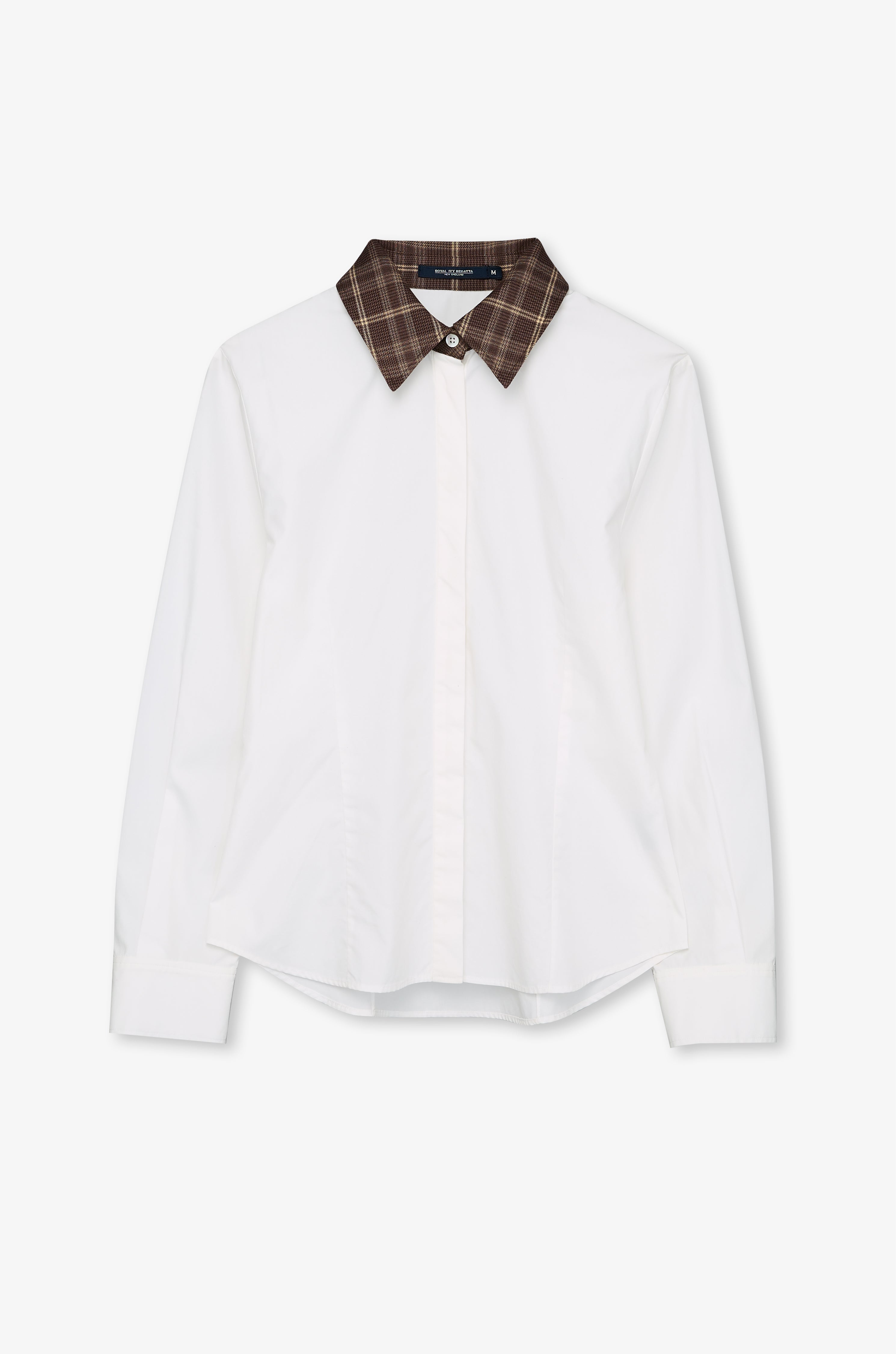 Contrast Plaid Collar Blouse Off-White