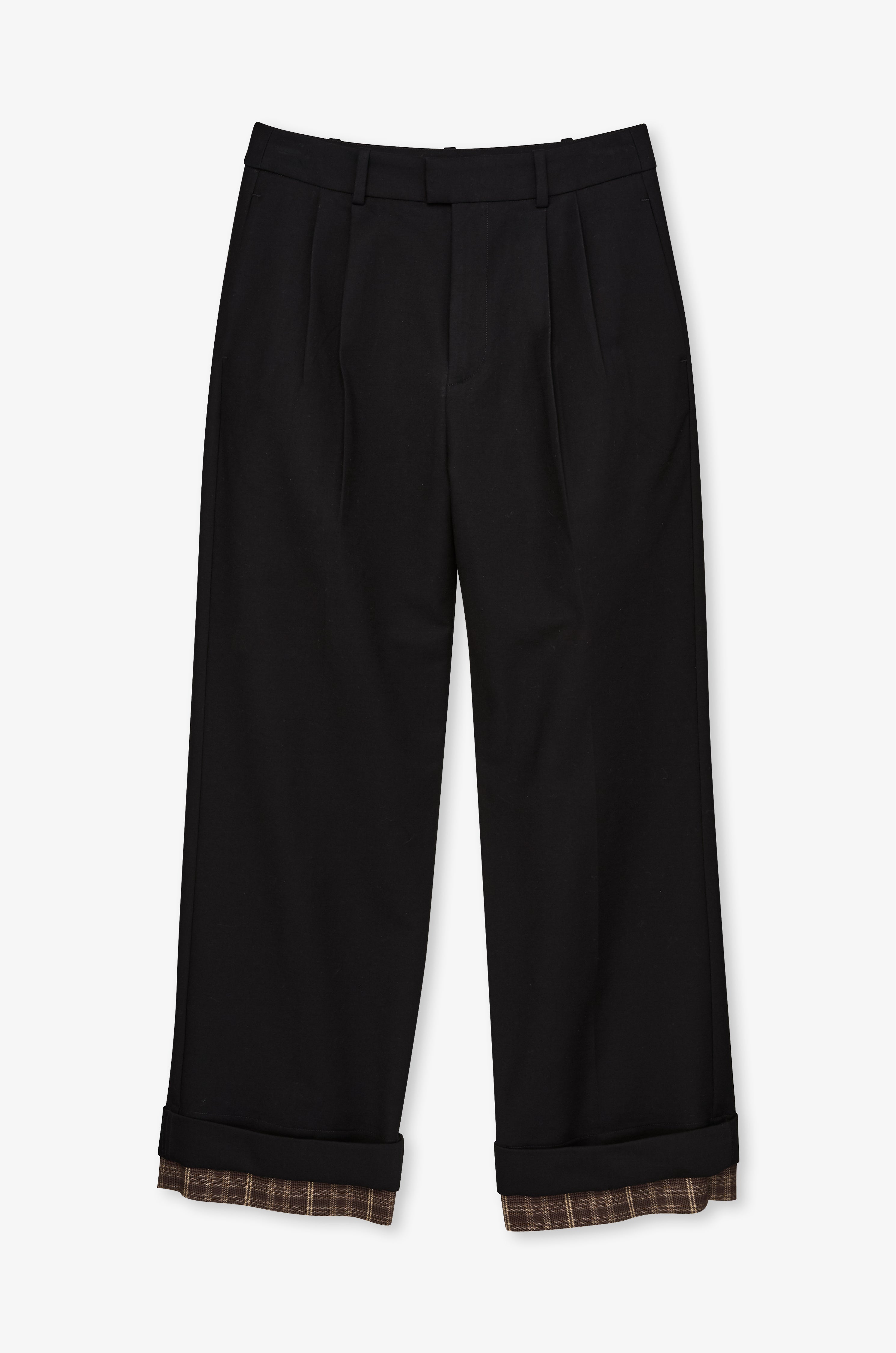 Contrast Cuff Tailored Trousers Black