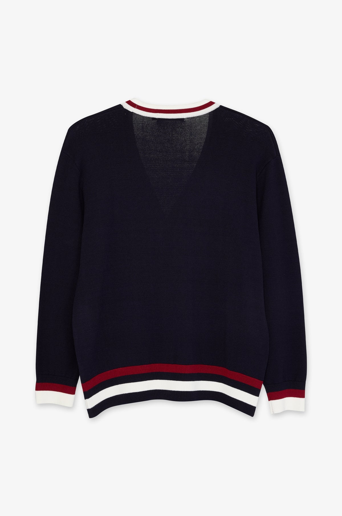Striped Trim V Neck Cardigan