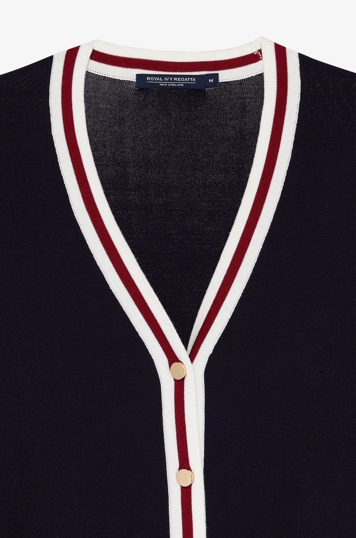 Striped Trim V Neck Cardigan